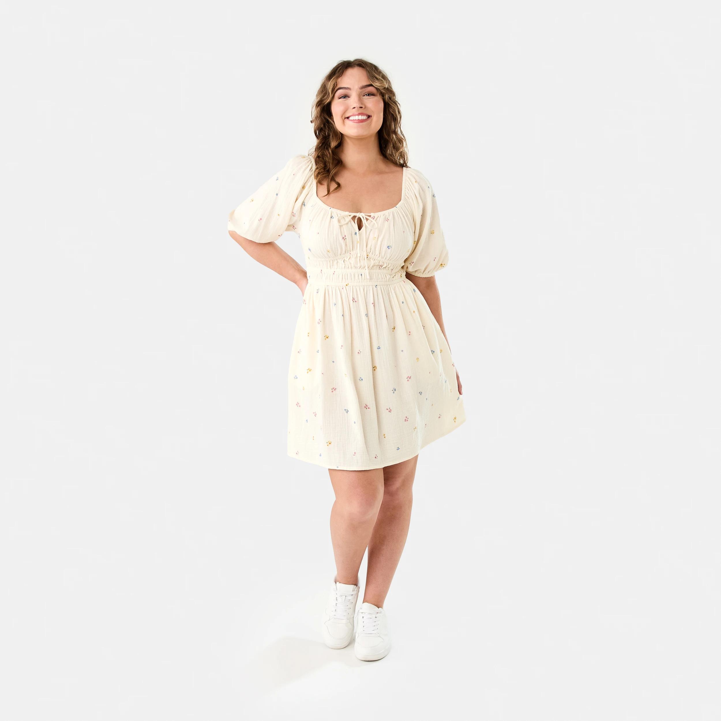 10 Short Puff Sleeve Mini Dress Tiny Ditsy, 10 of 10