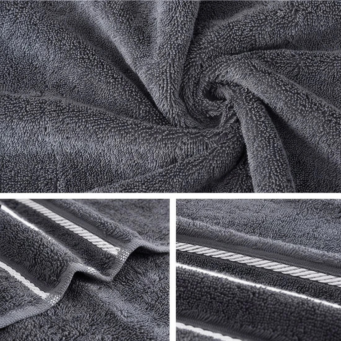 4 6 Pack Bath Towels Set Cotton Towel - Grey, 4 of 4