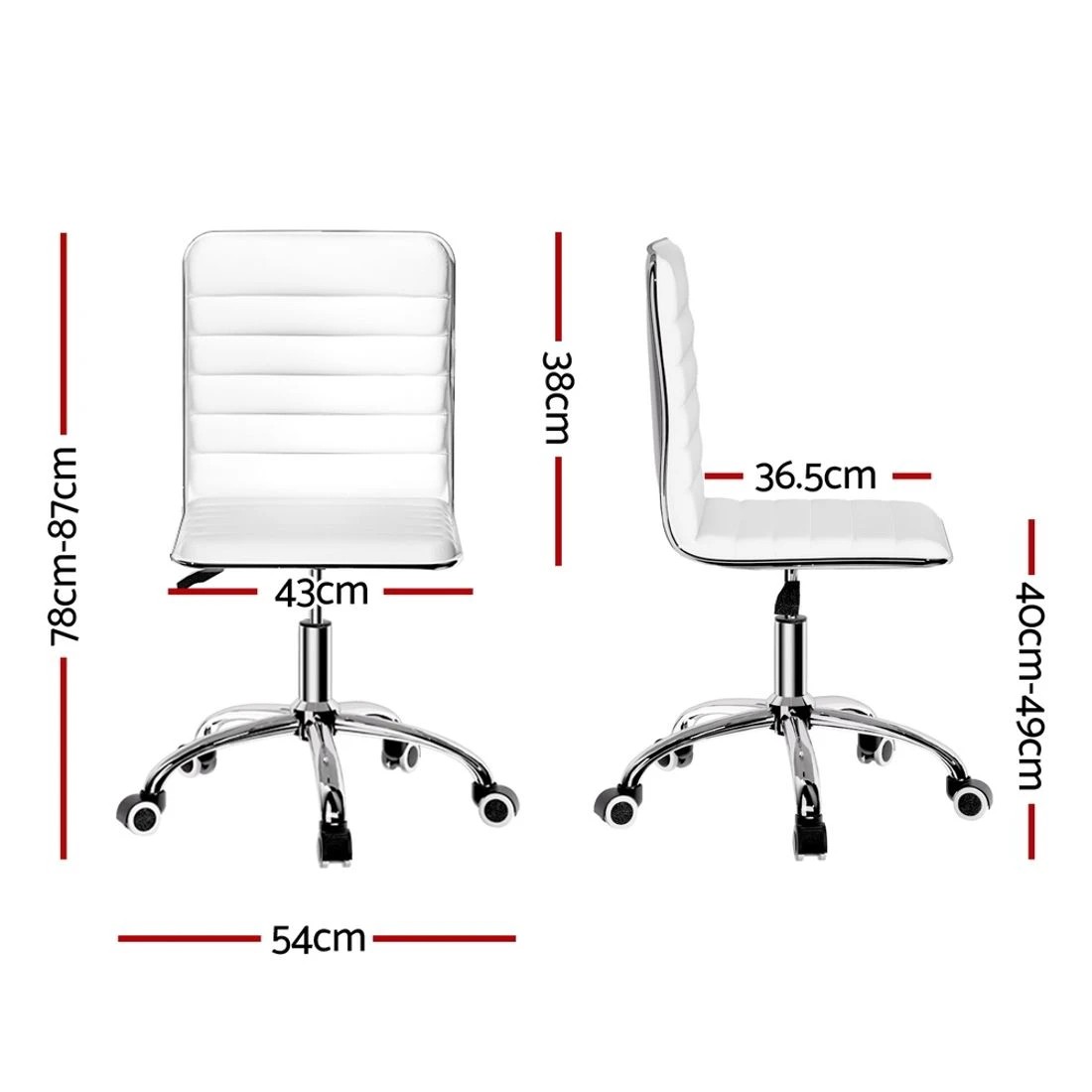 2 Artiss Office Chair Conference Chairs PU Leather Low Back - White, 2 of 7