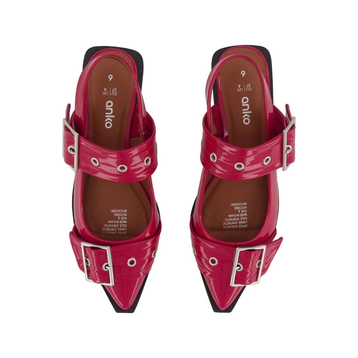 2 Buckle Slingback Ballet Flats Retro Red, 2 of 3