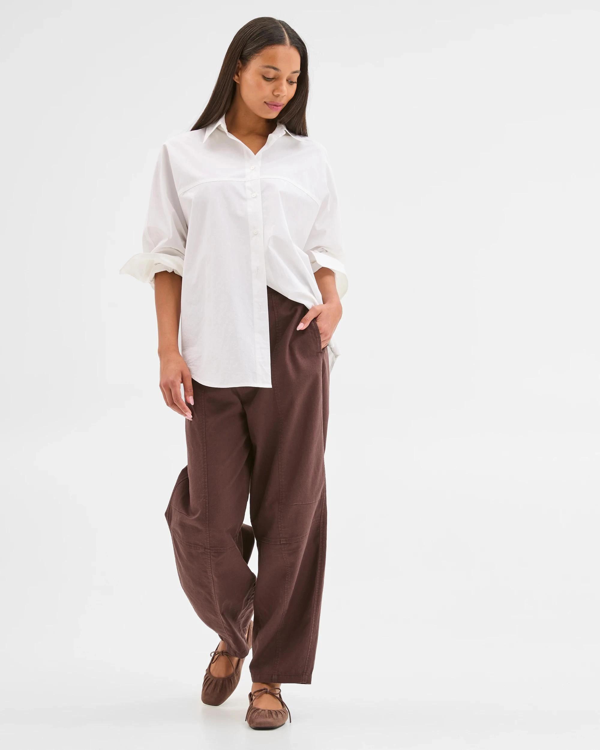 5 Target Australian Cotton Blend Soft Barrel Leg Pants BRUNETTE, 5 of 8