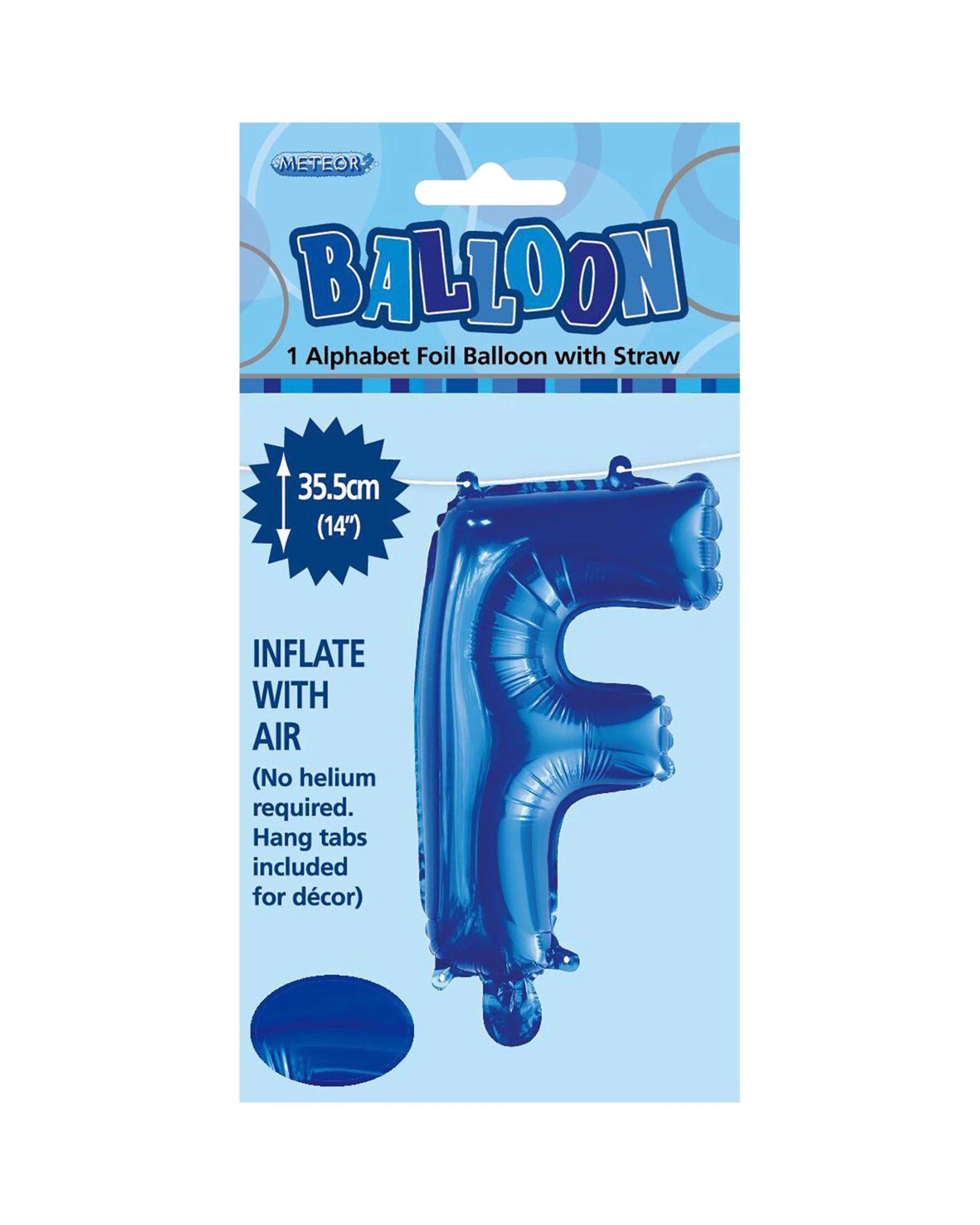 2 Meteor Letter F Foil Air Fill Balloon 35.5cm - Blue, 2 of 2