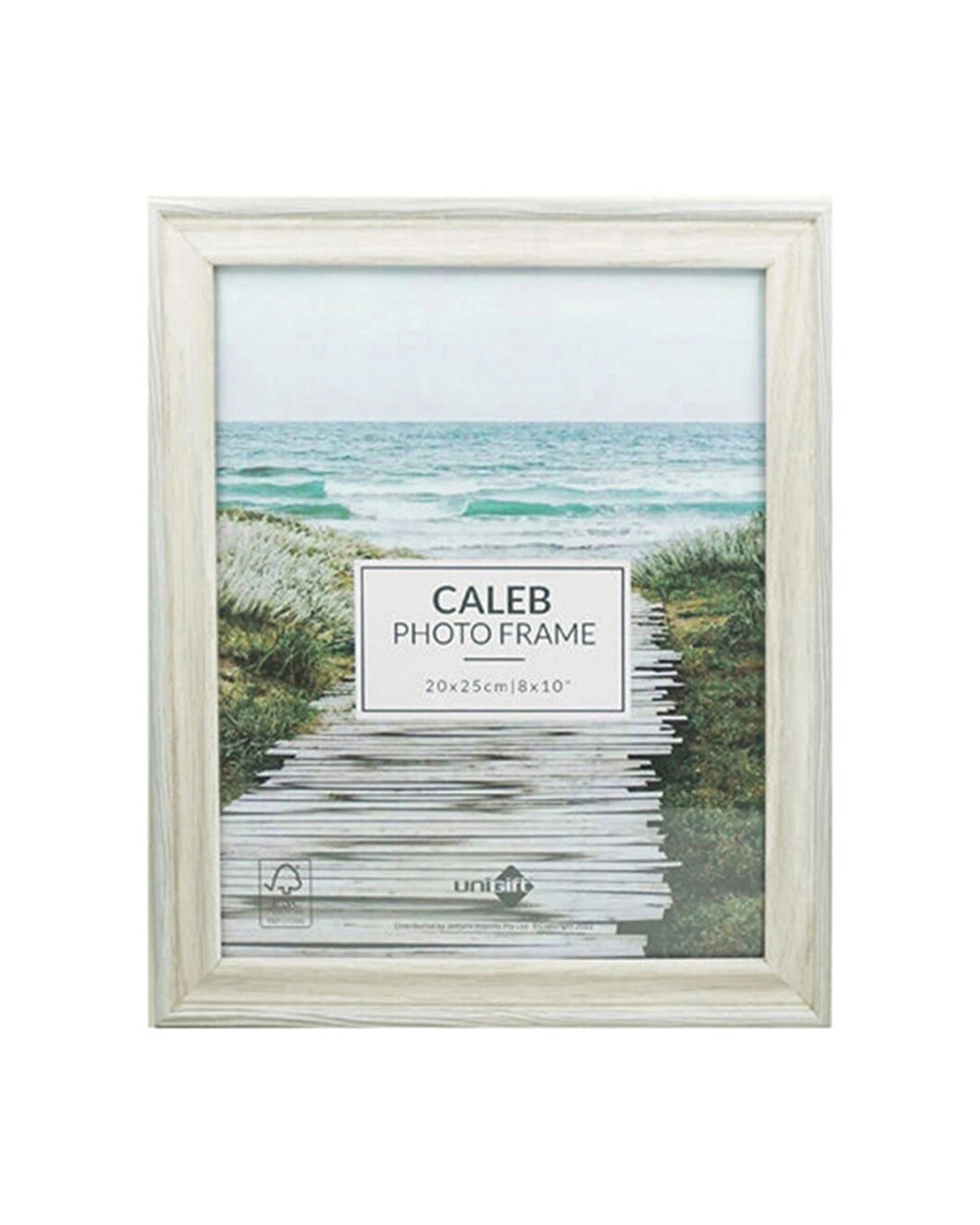 1 Unigift Caleb Wooden Glass Picture Photo Frame 20x25cm Cream - Multi, 1 of 1