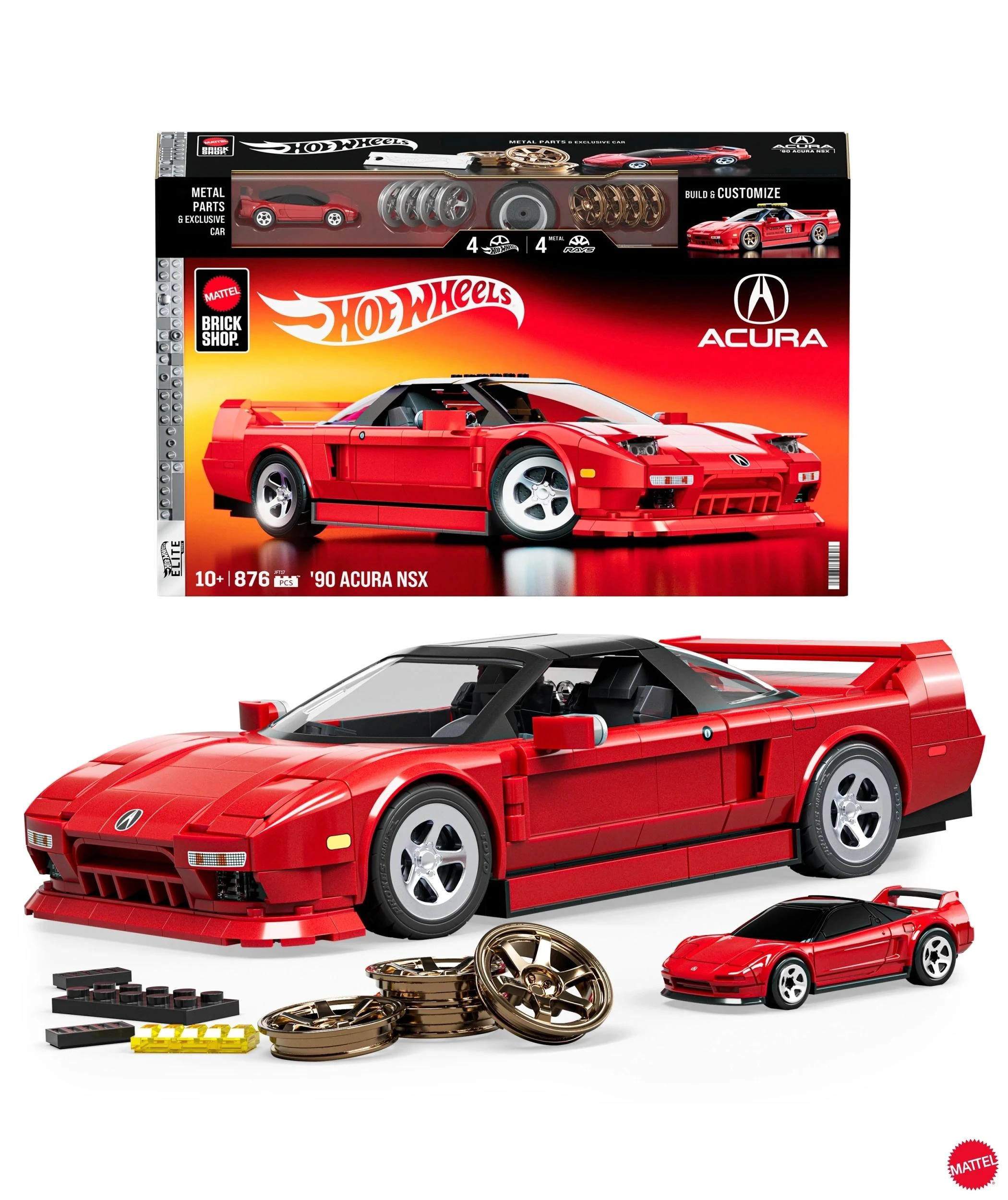 1 Mattel Brick Shop Hot Wheels ’90 Acura NSX Building Toy Kit - Red, 1 of 6