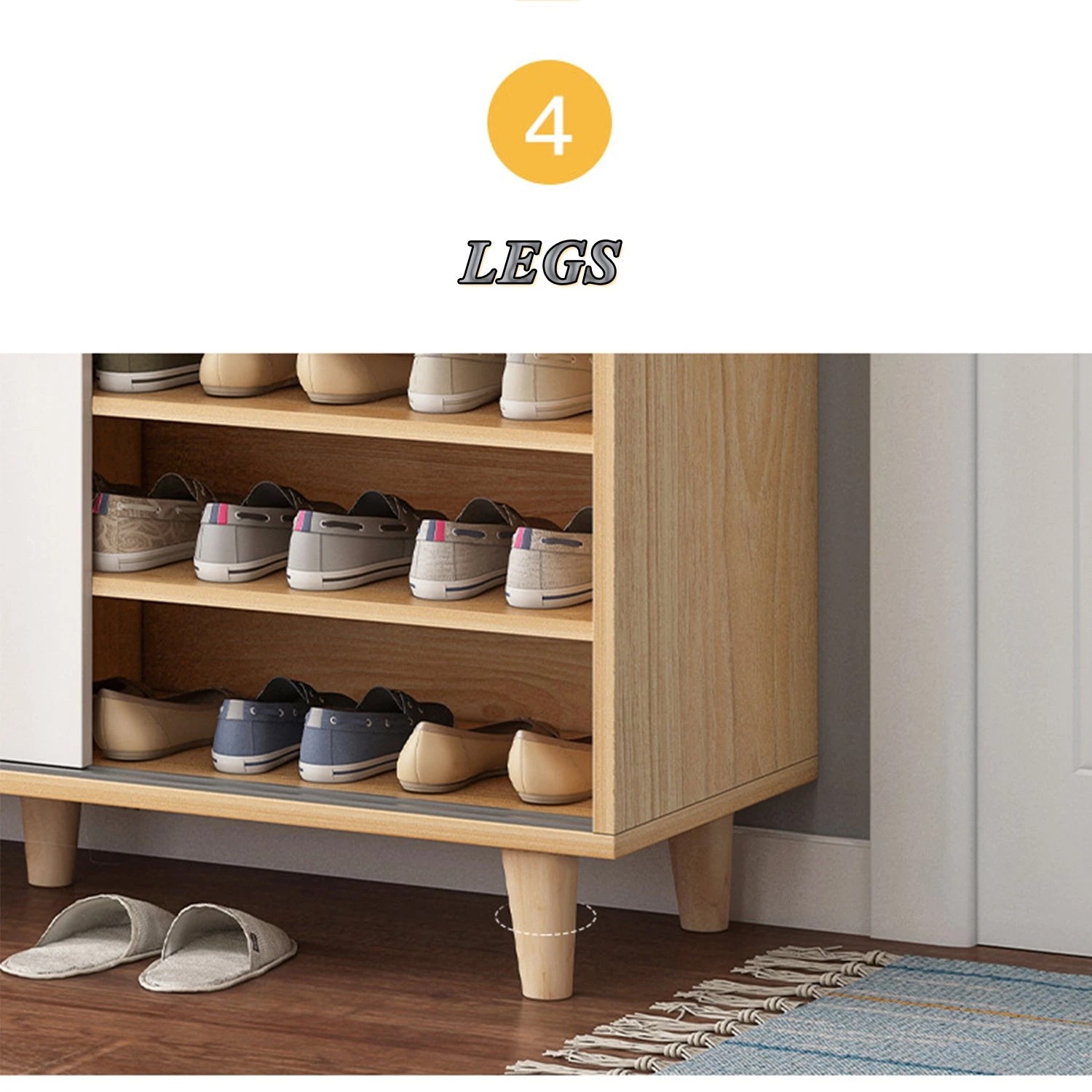 6 Foret Shoe Cabinet Rack Organiser Sideboard Hallway Storage 10 Shelf 80cm Grey, 6 of 8