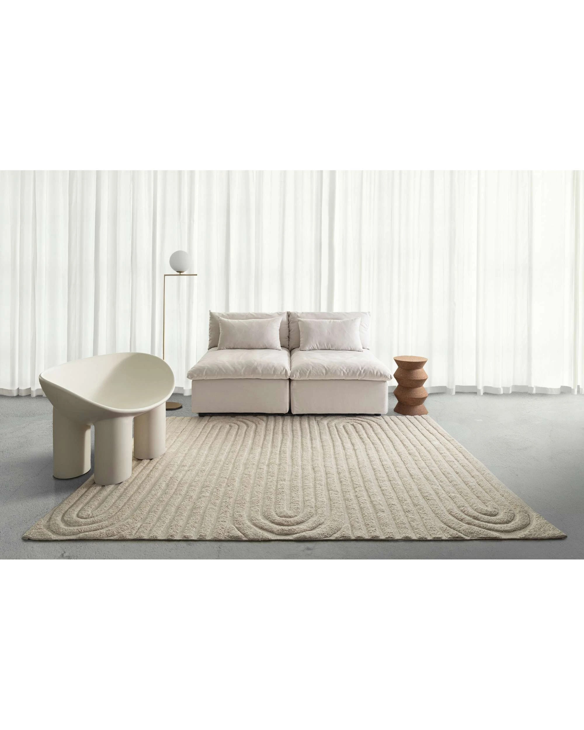 2 Loopsie Marrakech Natural Sculptural Cotton Rug-330cm x 240cm - Beige, 2 of 7
