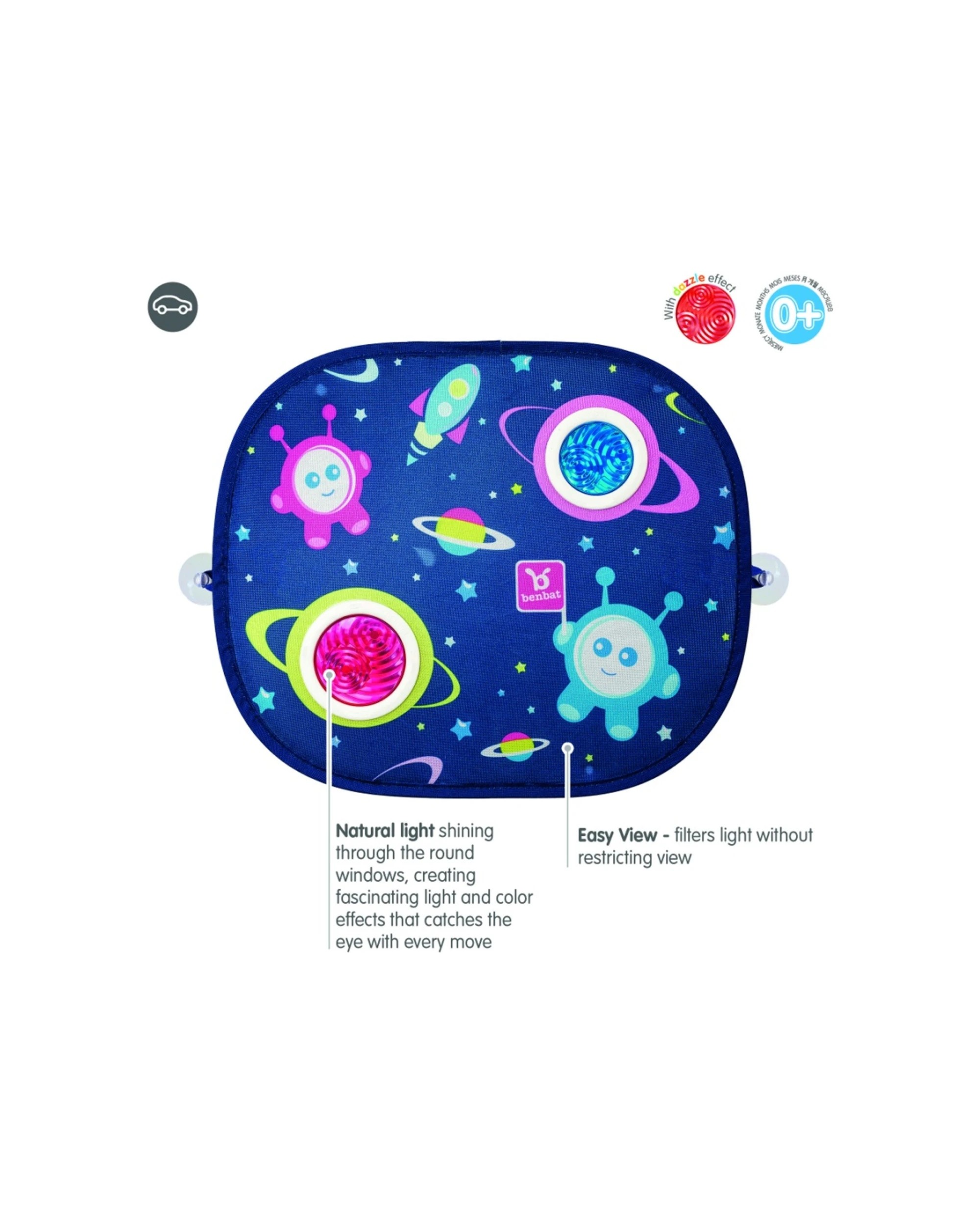 4 Benbat 2PK Kids Car Window Sunshade Round Mesh Glare Shield 0m+ - Multi, 4 of 6
