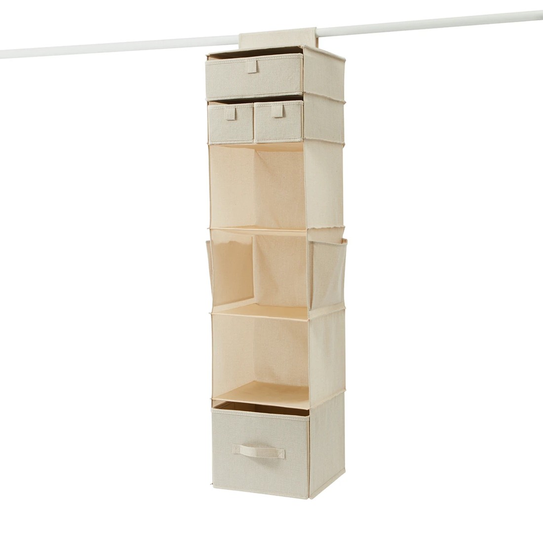 4 Linen Look Hanging Shelving with Drawers - Beige, 4 of 10