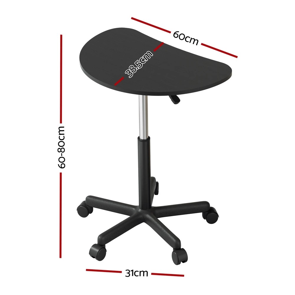 2 Artiss Laptop Desk Portable Height Adjustable Table Caster Wheels 60CM - Black, 2 of 6