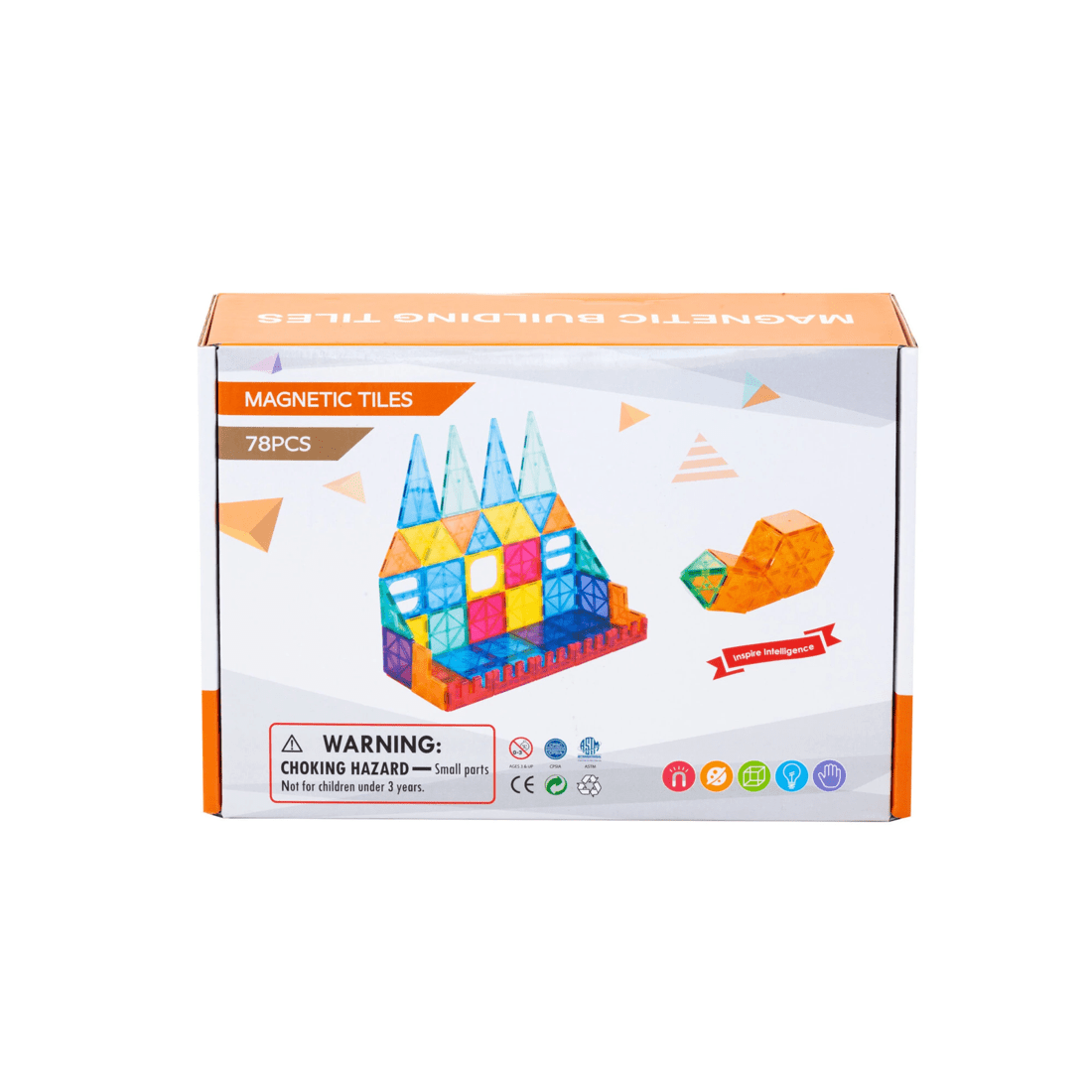 5 Gem Toys 78 Pcs Non-toxic Stem Educational, Durable Magnetic Tiles/puzzle With Storage Bag, 5 of 7