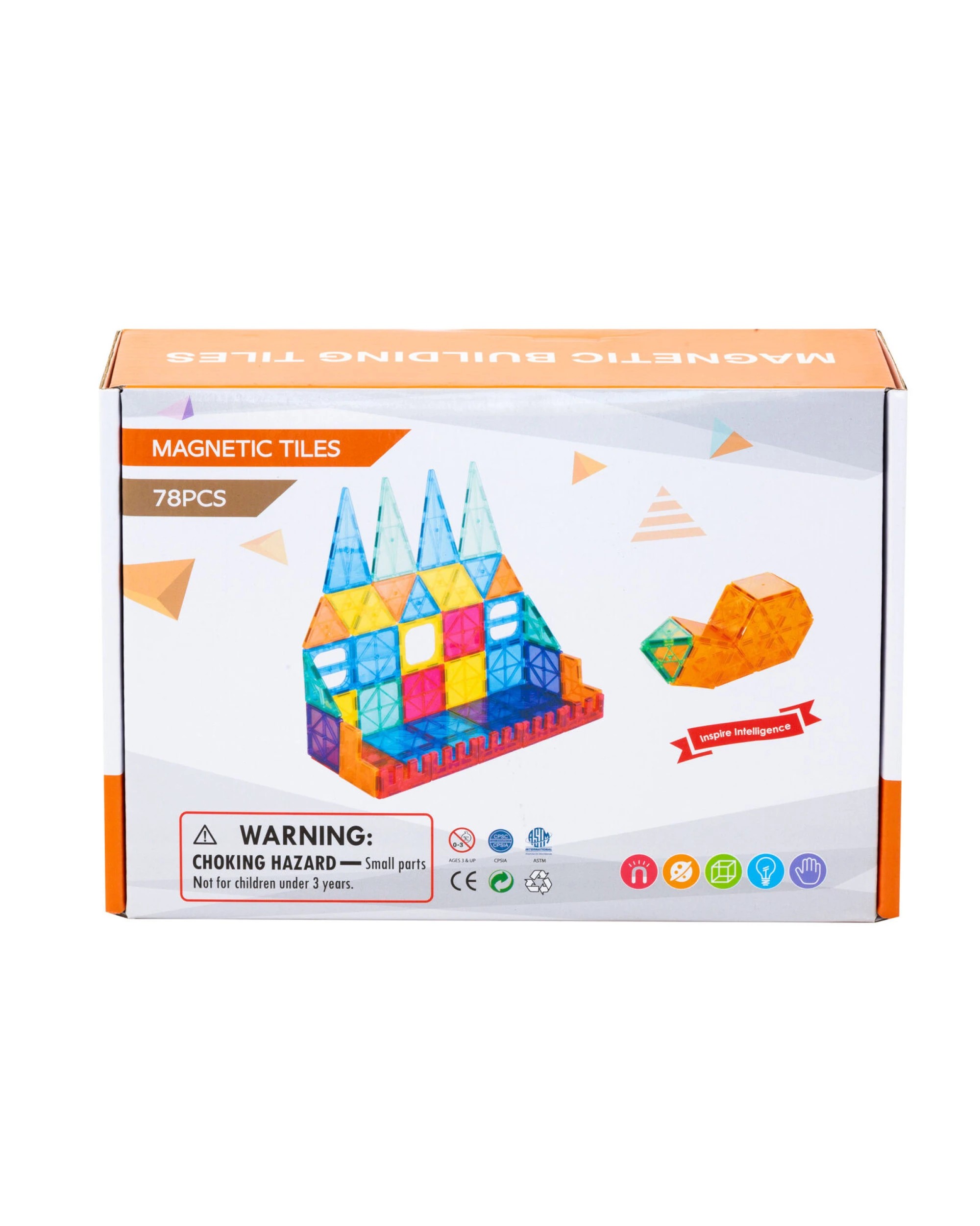 5 Gem Toys 78 Pcs non-toxic STEM Educational, Durable Magnetic Tiles/Puzzle with Storage Bag, 5 of 7