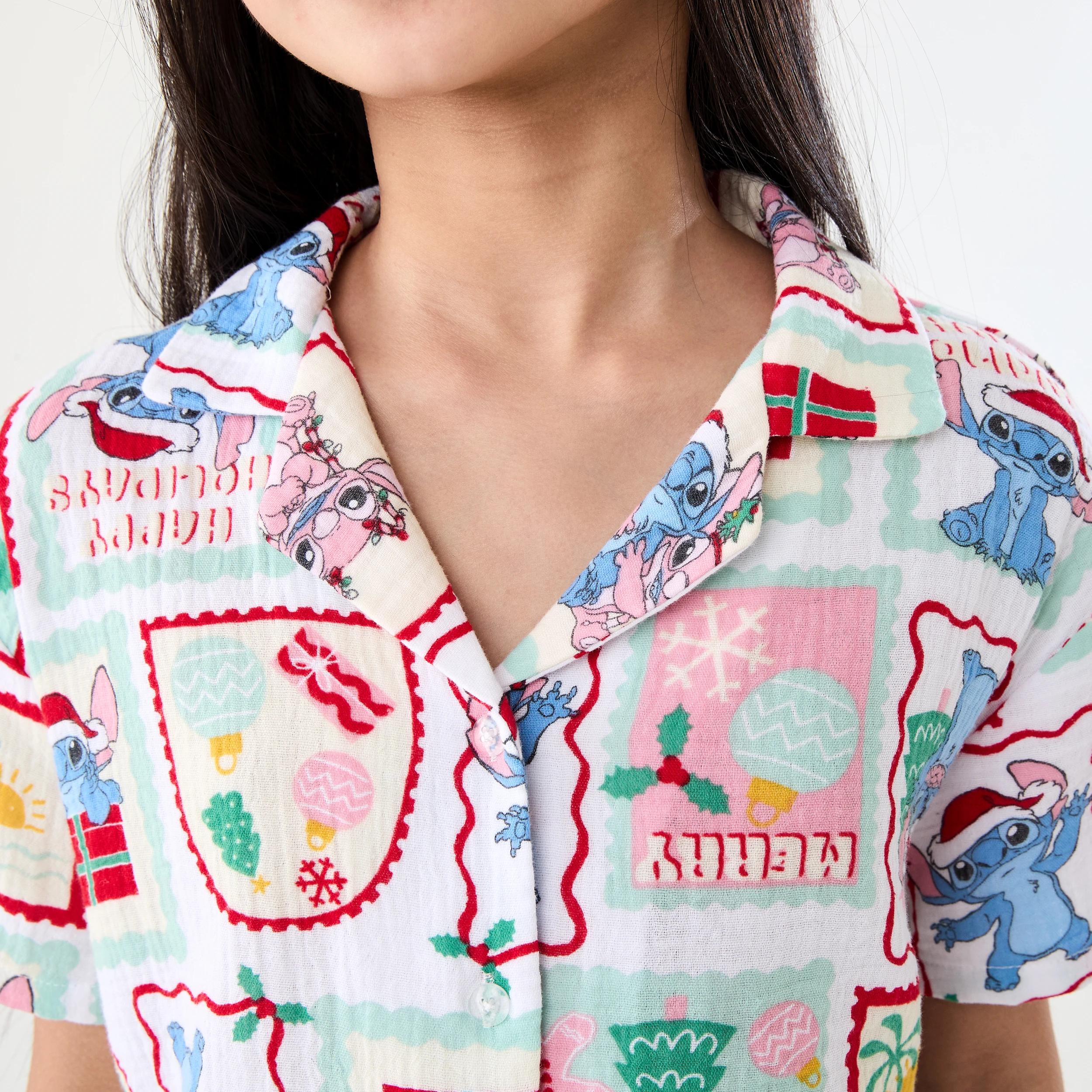 4 Stitch License Christmas Woven Family Matching Pyjama Set STITCH, 4 of 9