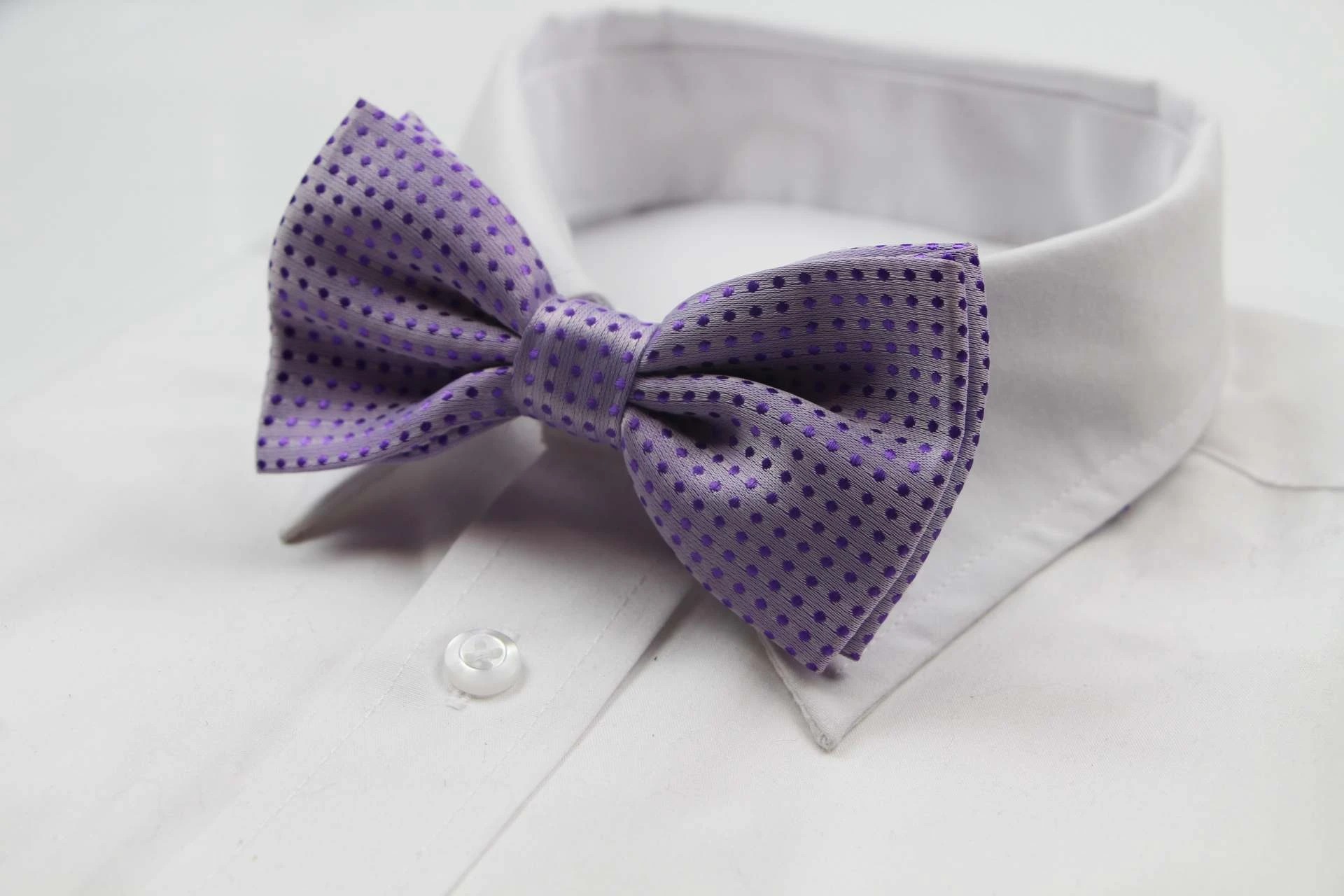 4 Zasel Mens Violet Polka Dot Patterned Bow Tie - Purple, 4 of 5