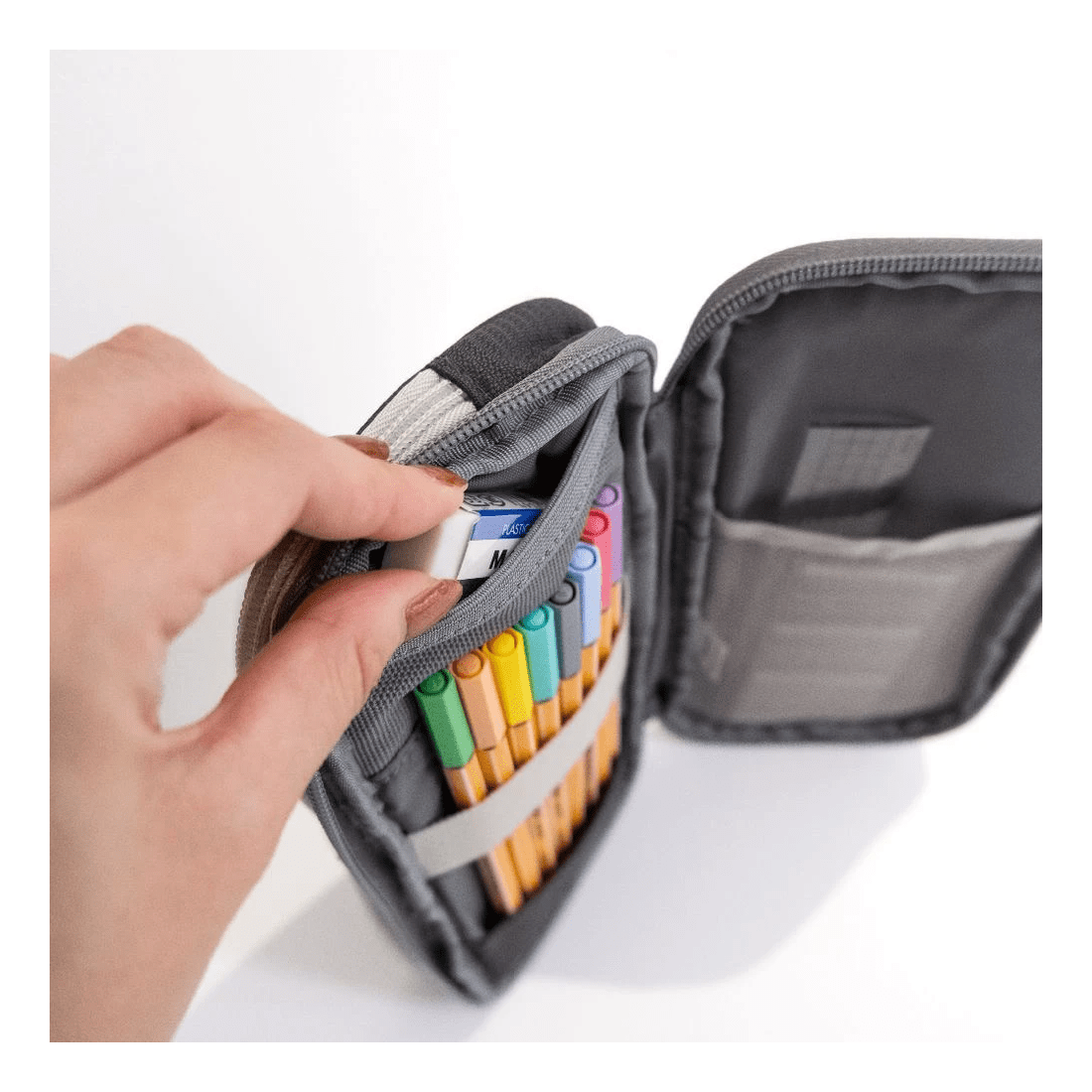 7 Smart Fit Twin Zip Pencil Case Black, 7 of 8