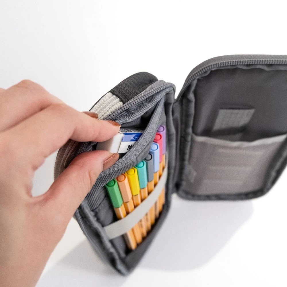 7 Smart Fit Twin Zip Pencil Case Black, 7 of 8