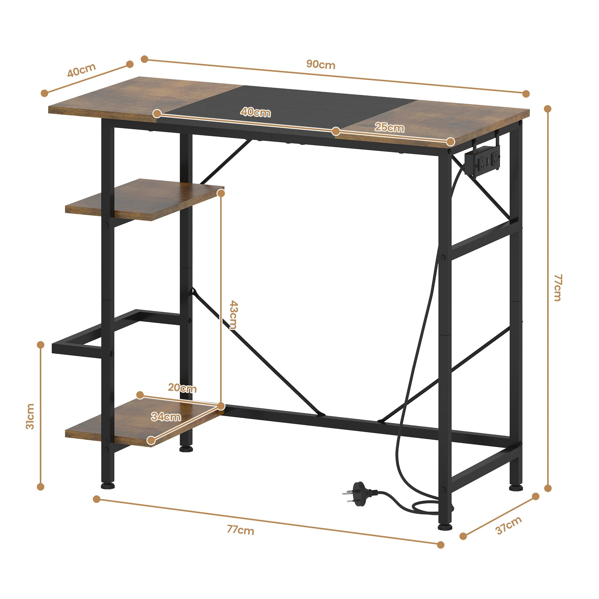 8 Advwin Reversible Computer Desk 90cm Home Office Desk Writing Table - Black, 8 of 8