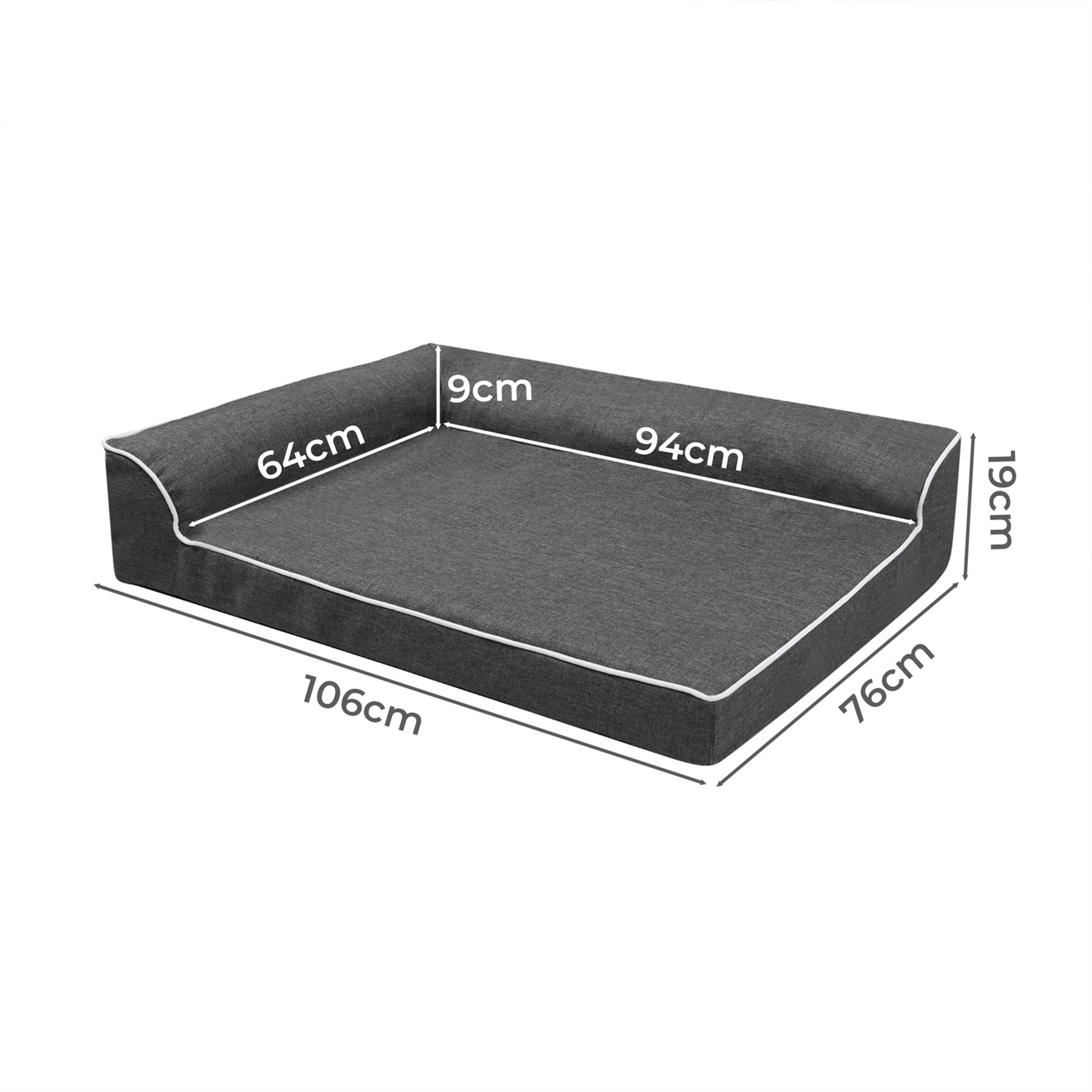 3 Pawz Orthopedic Dog Bed Memory Foam Cushion Cat Calming Pet Mat Washable XL Grey, 3 of 8