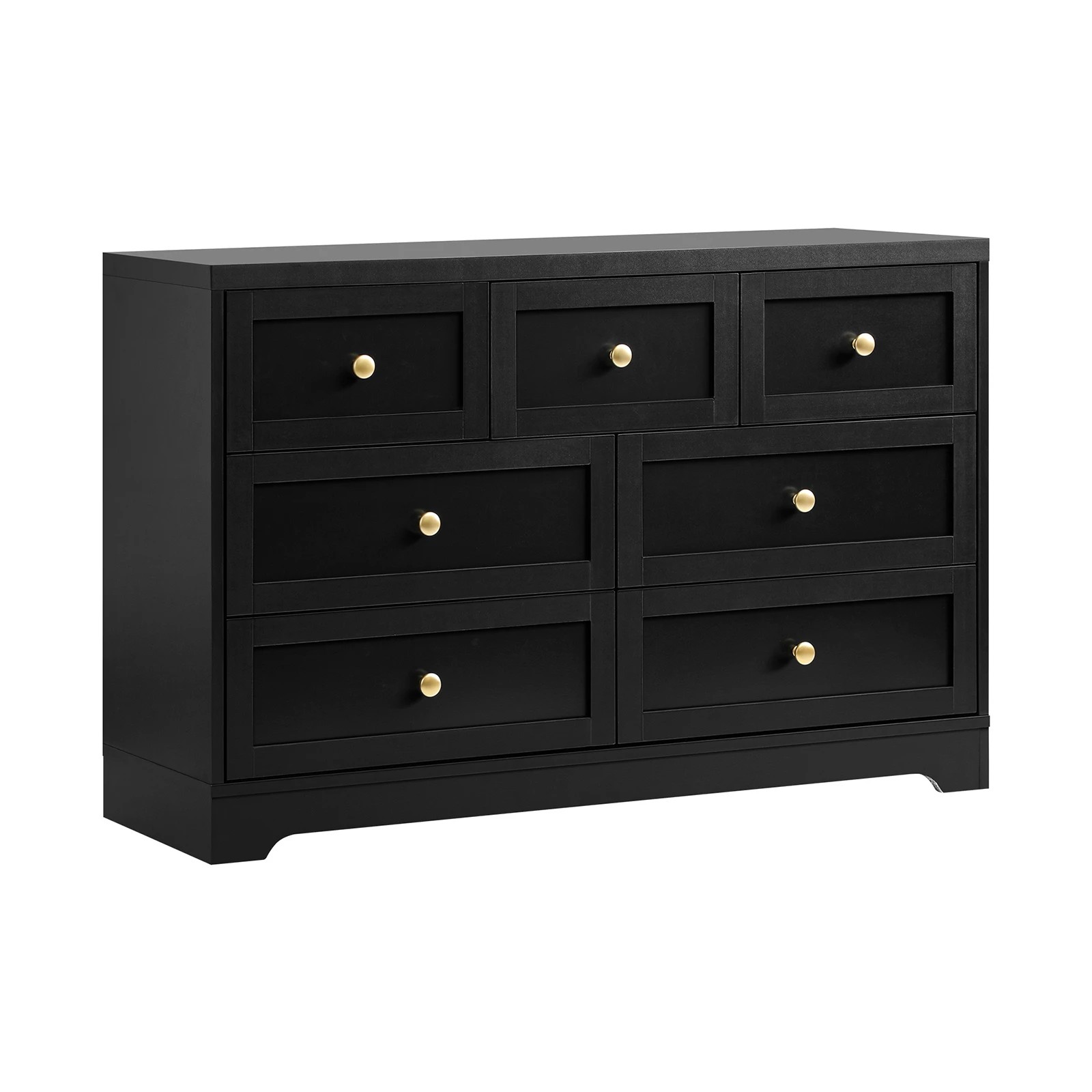 6 Oikiture 7 Chest of Drawers Lowboy Dresser Table Storage Cabinet - Black, 6 of 9