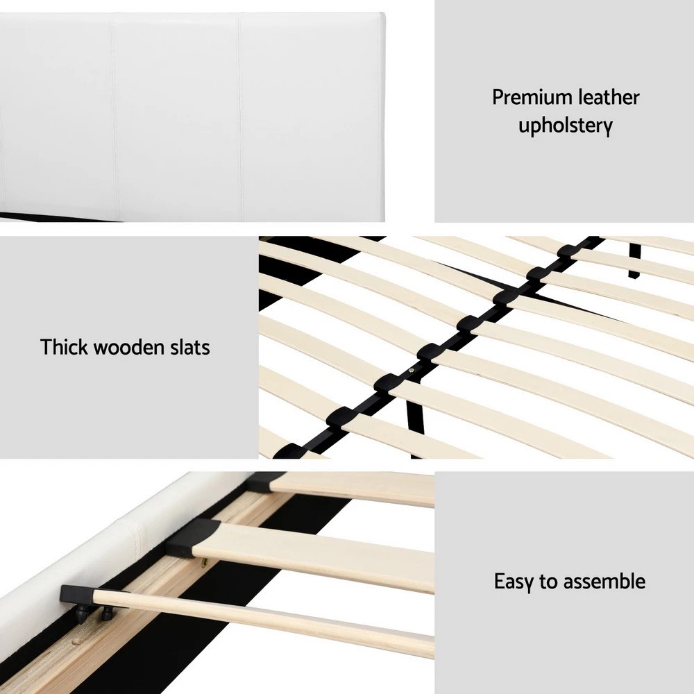 3 Artiss Double Bed Frame and BedStory Hybrid Mattress Bundle with Headboard - White, 3 of 6