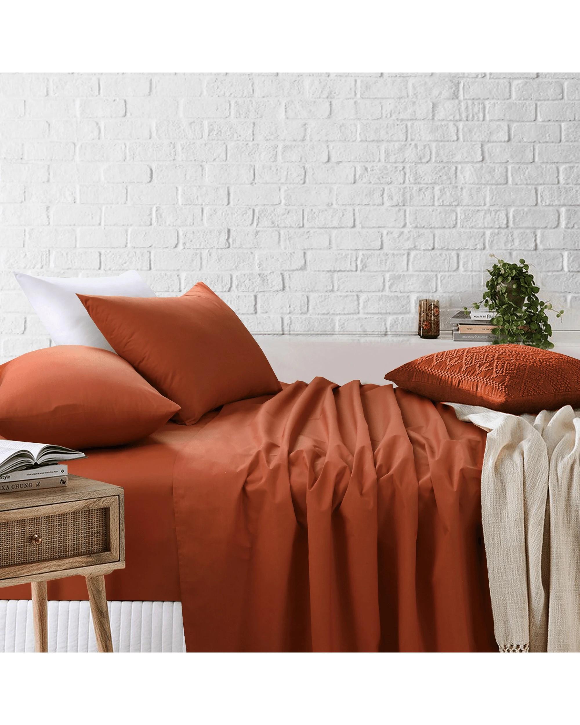 1 Amsons Royale Cotton Sheet Set Fitted Flat Sheet With Pillowcases - Queen Bed - Orange, 1 of 1