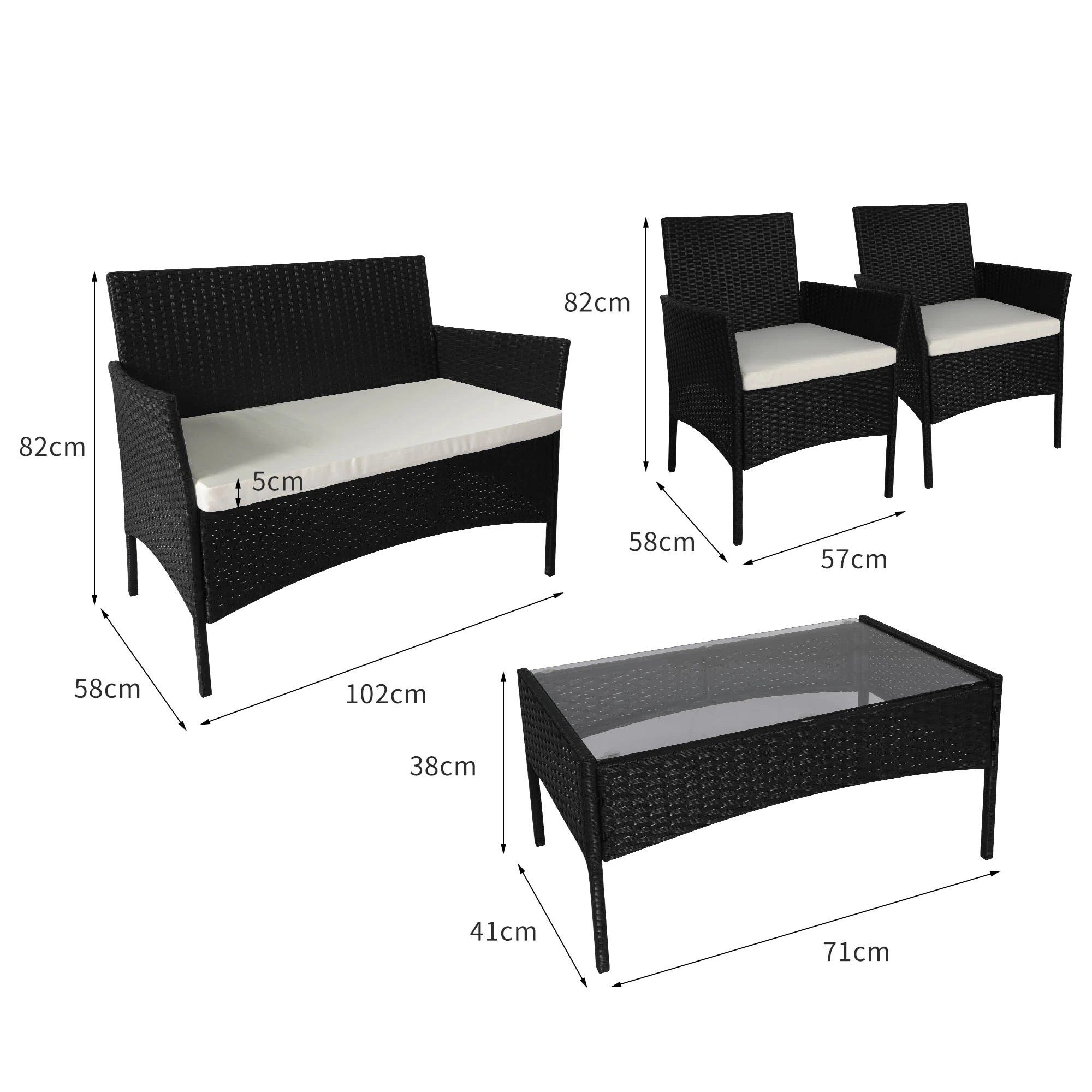 3 Levede 4Pcs Ourdoor Desk and Chair Set - Black, 3 of 6