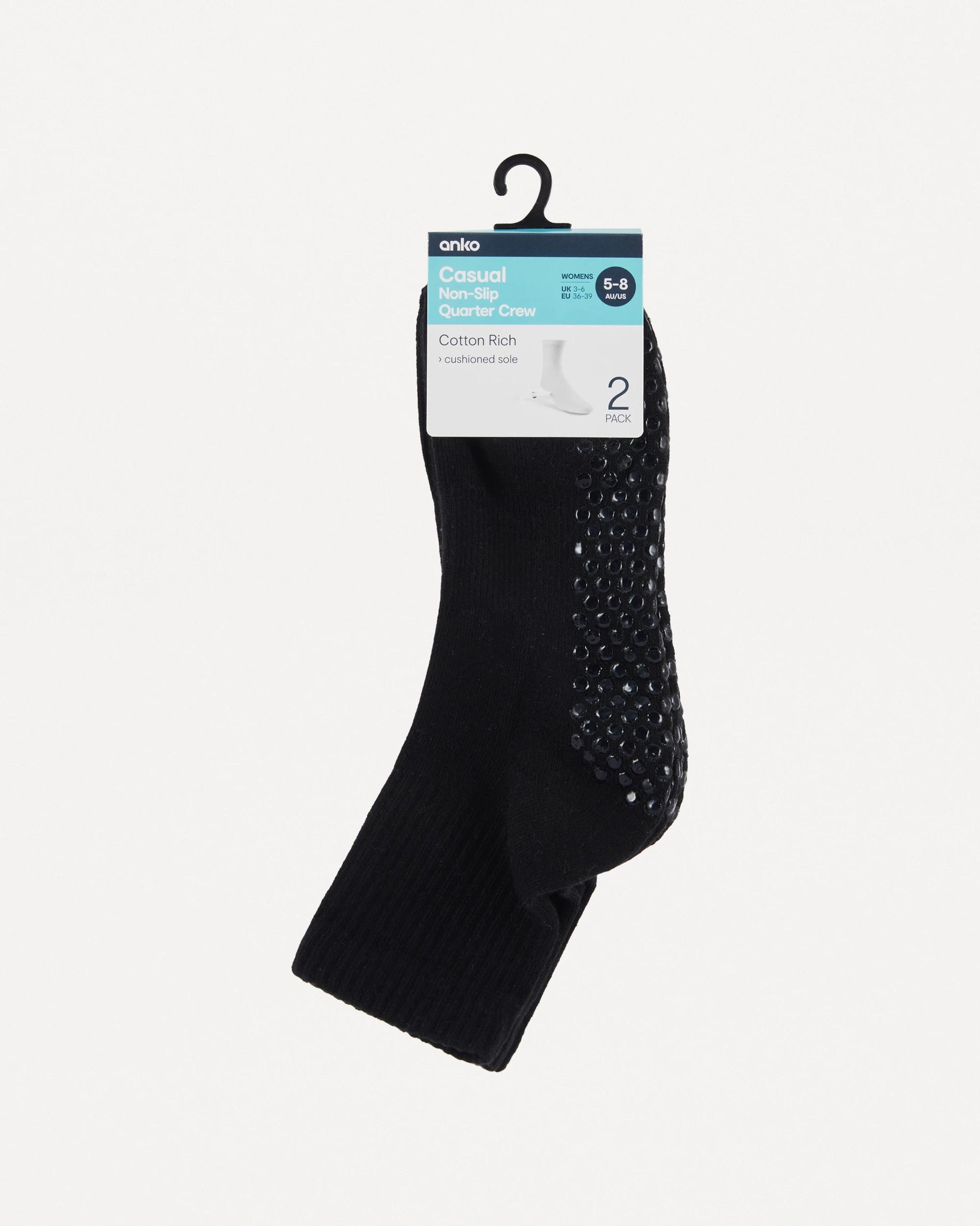 2 Pack Non Slip Quarter Crew Socks - Kmart