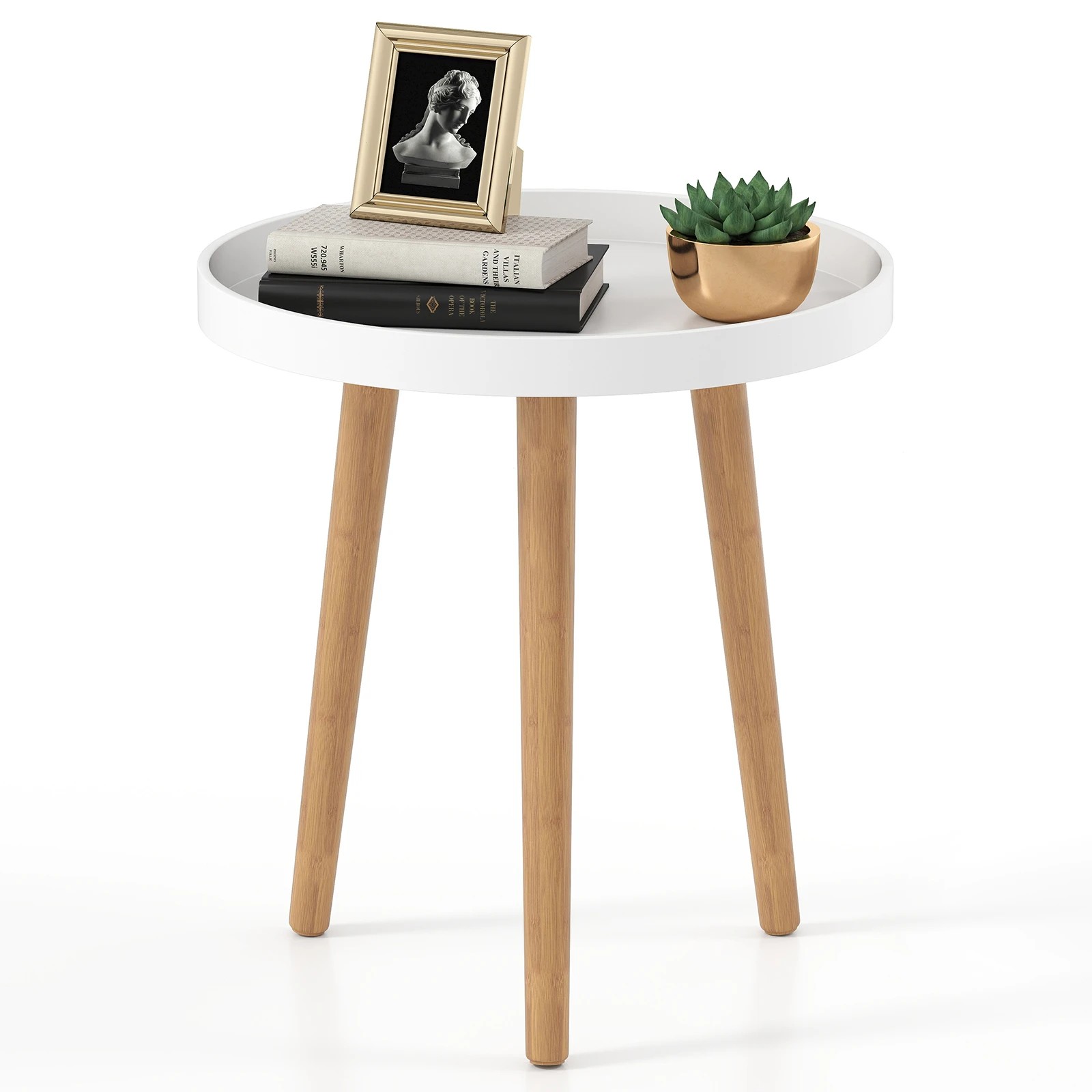 5 Costway Round Coffee Table Modern Side End Table Sofa Bedside Table - White, 5 of 5