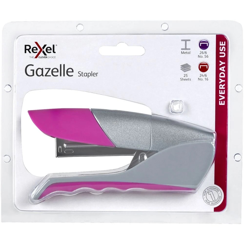 2 Rexel Gazelle Half Strip Stapler Pink, 2 of 2