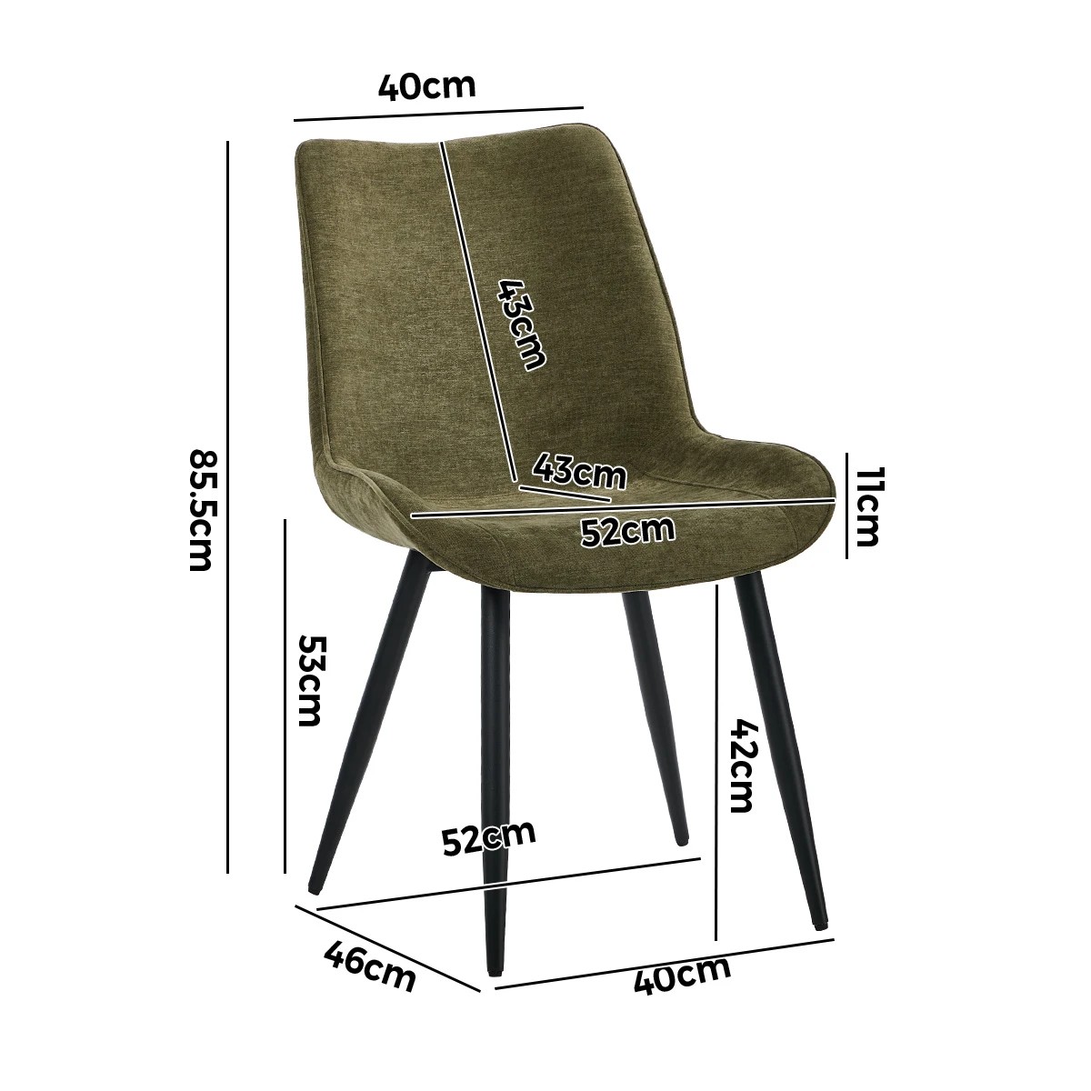 2 Oikiture 4x Dining Chairs Kitchen Accent Chairs Upholstered Linen Fabric- Green, 2 of 10