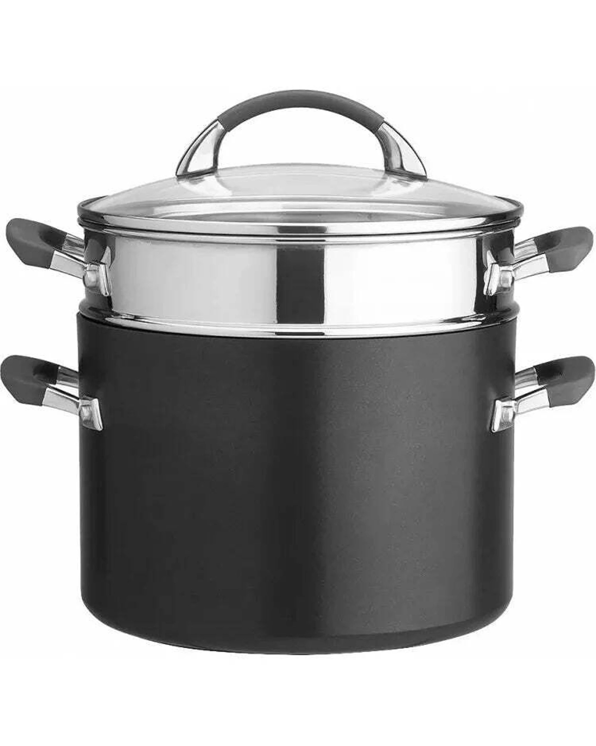 1 Anolon Endurance+ Non-Stick Induction Stockpot 24cm/7.6L With Pasta Insert - Black, 1 of 3