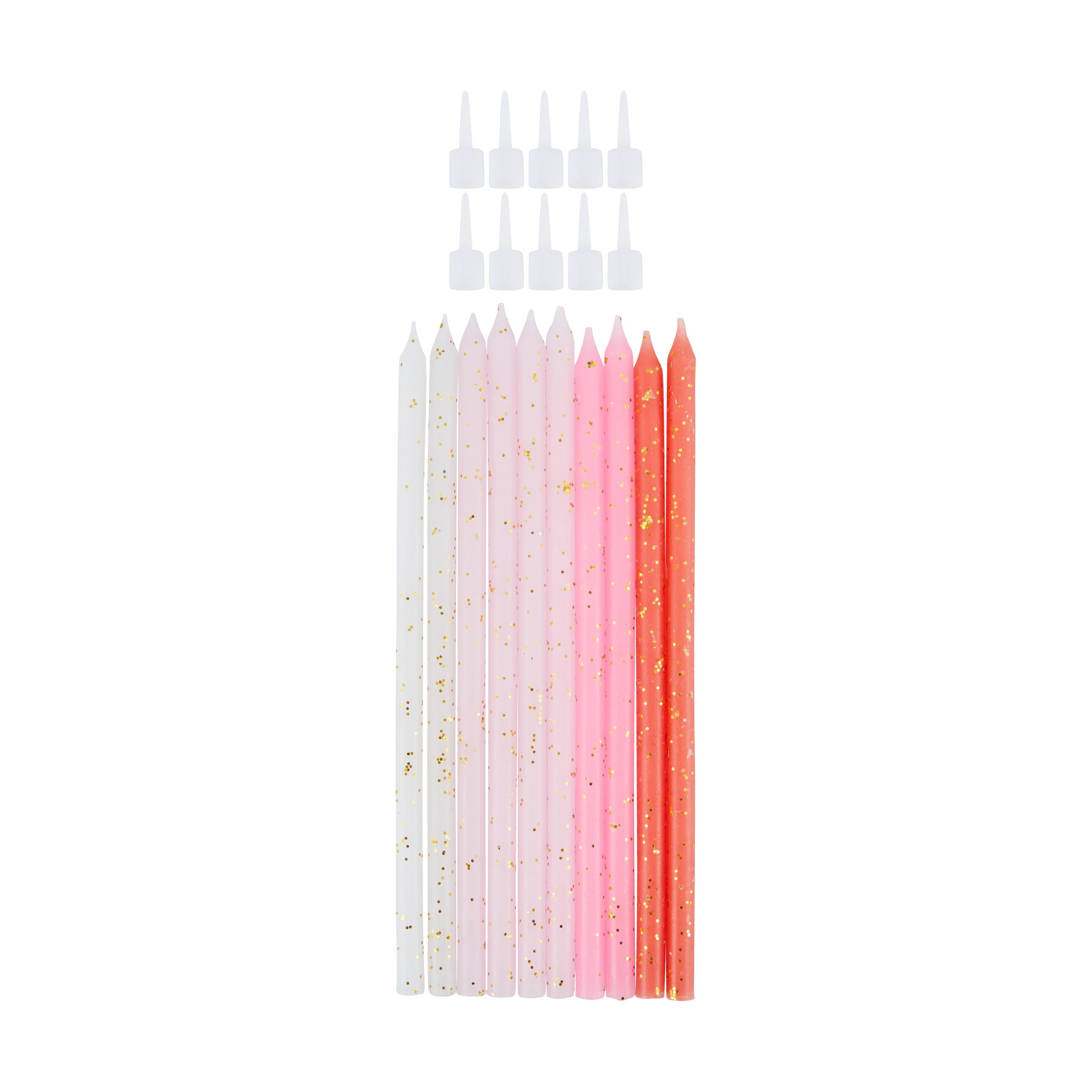 1 10 Pack Tall Pink Glitter Candles, 1 of 3
