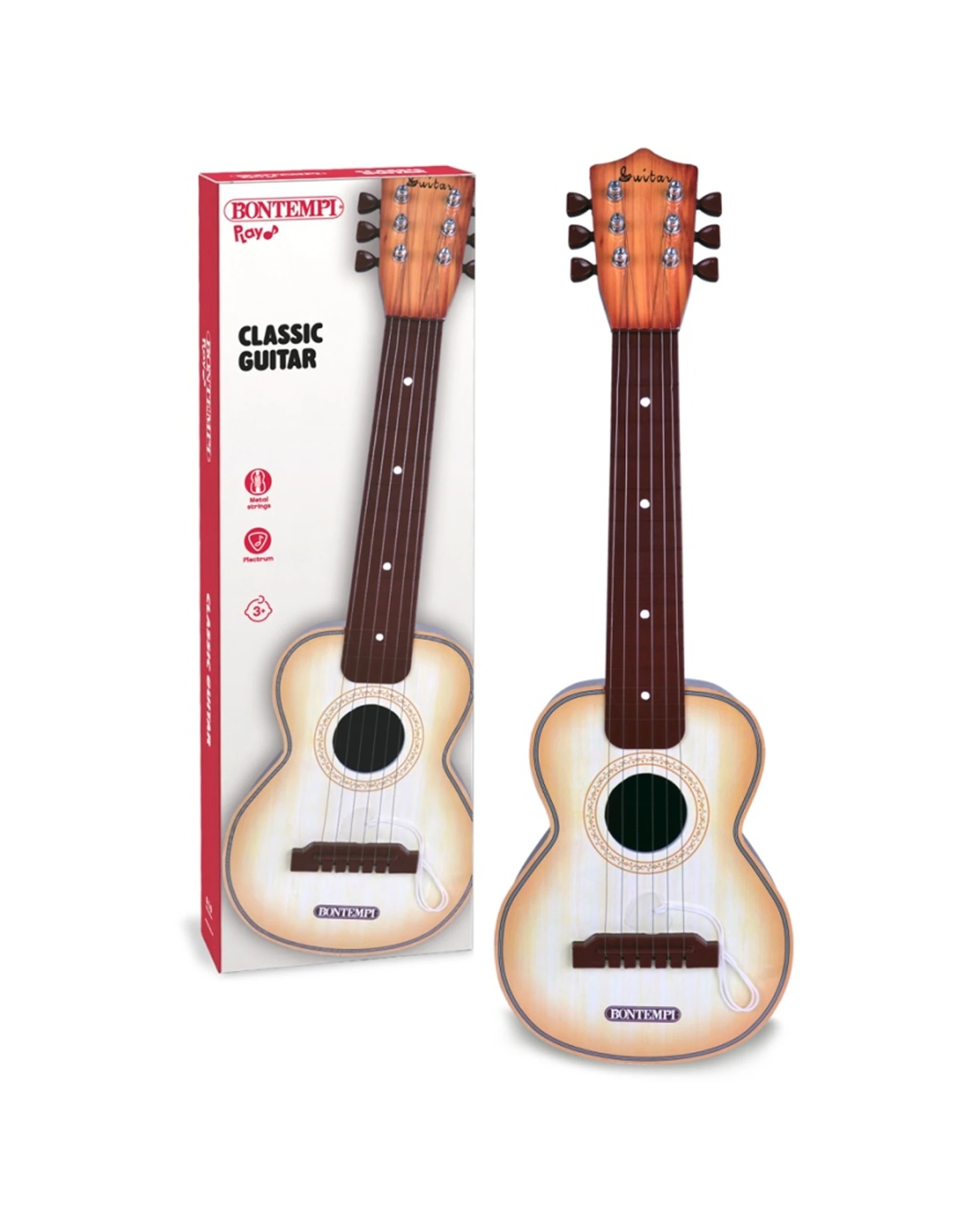 2 Bontempi Plastic Guitar With Wood Finish 6 Metal Strings Music 55cm - Multi, 2 of 3