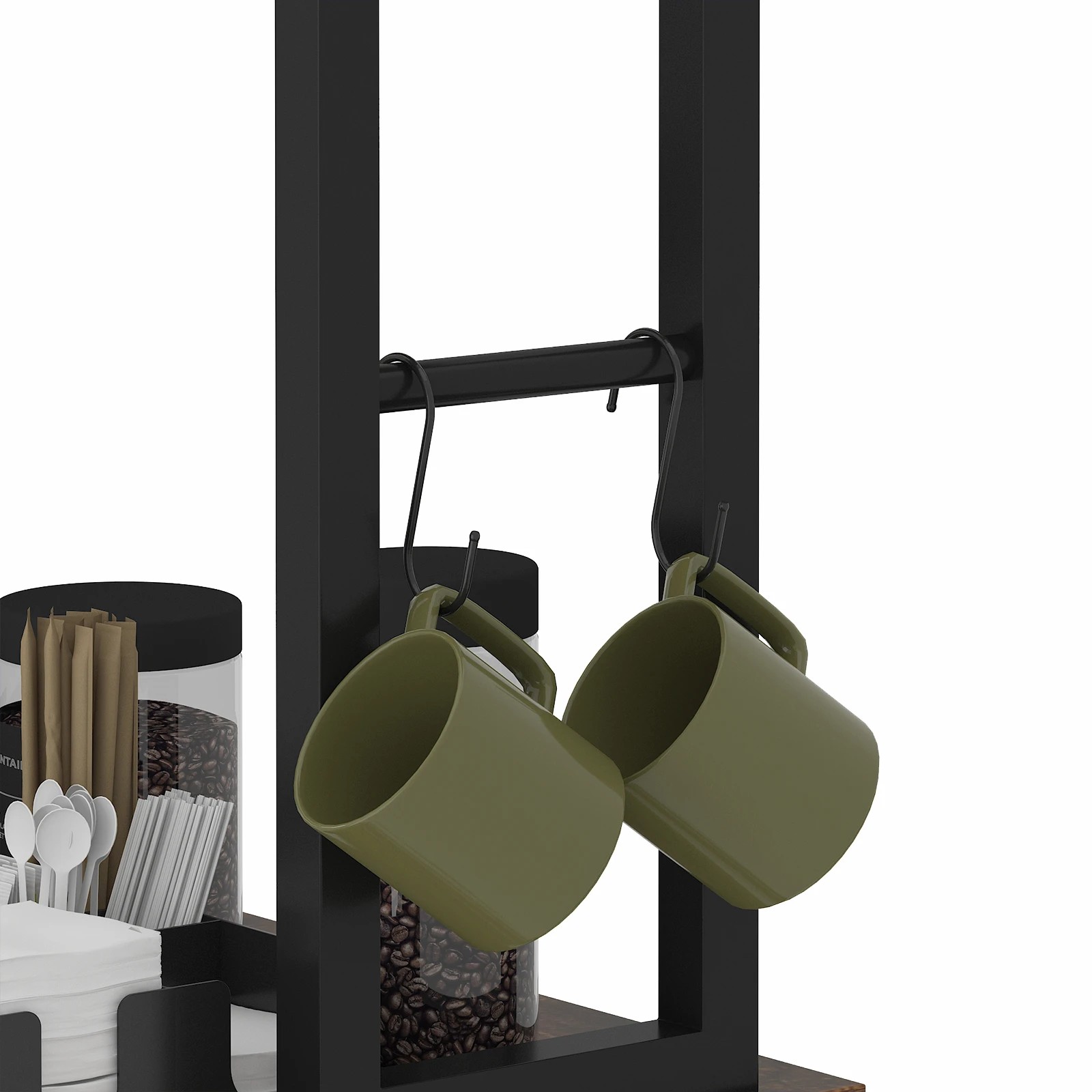 4 Advwin Large Bakers Rack with Power Outlets Microwave Stand Coffee Bar Kitchen Shelf with Drawer - Brown, 4 of 6