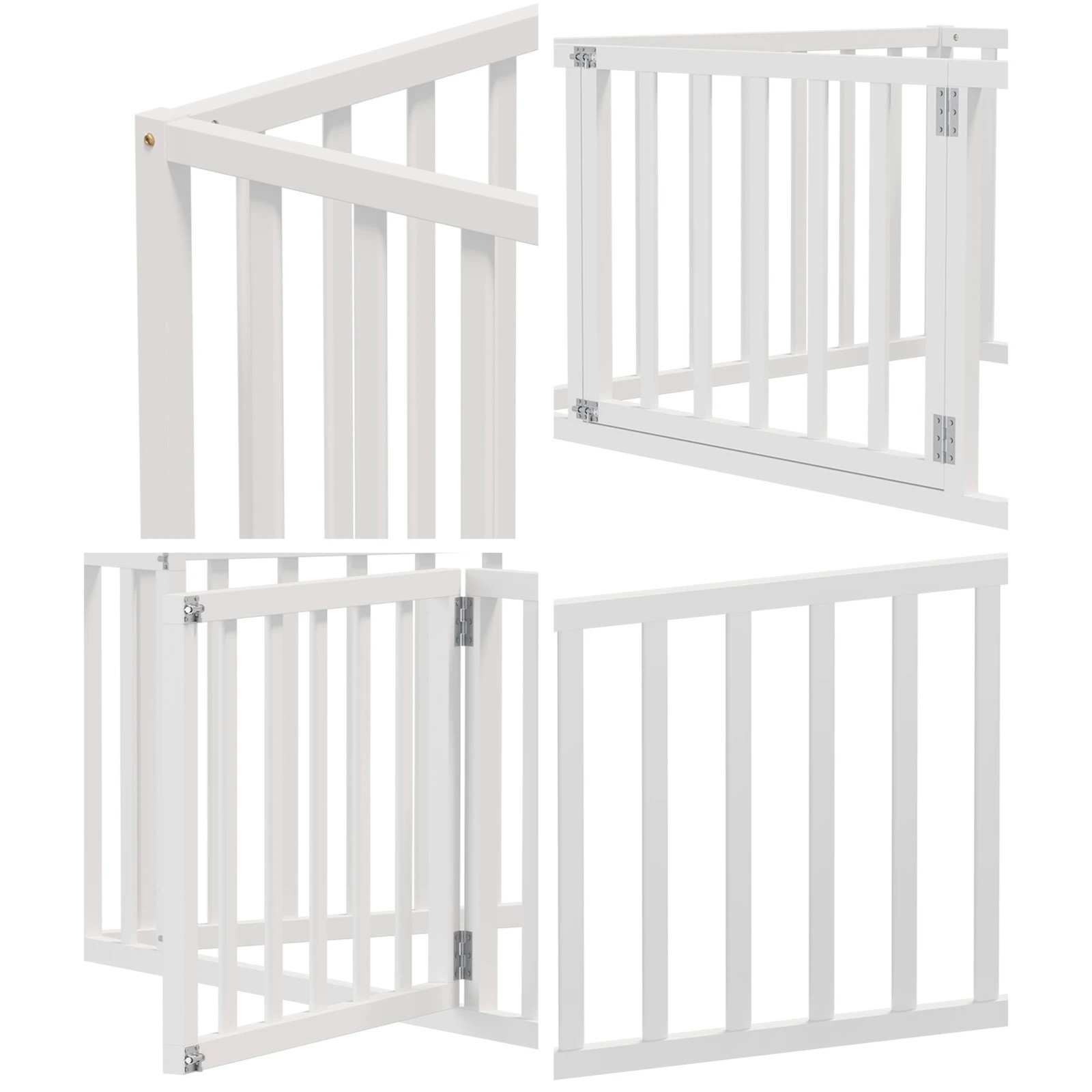 5 Oikiture 2-in-1 Kids Bed Play Centre Wooden Fence Gate Single - White, 5 of 8