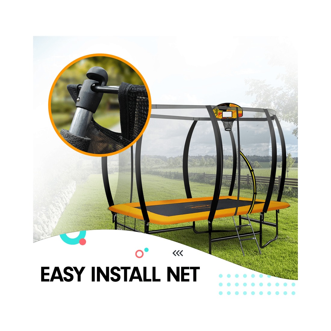 9 Kahuna 6 ft x 9 ft Rectangular Outdoor Trampoline - Orange
 - orange, 9 of 10