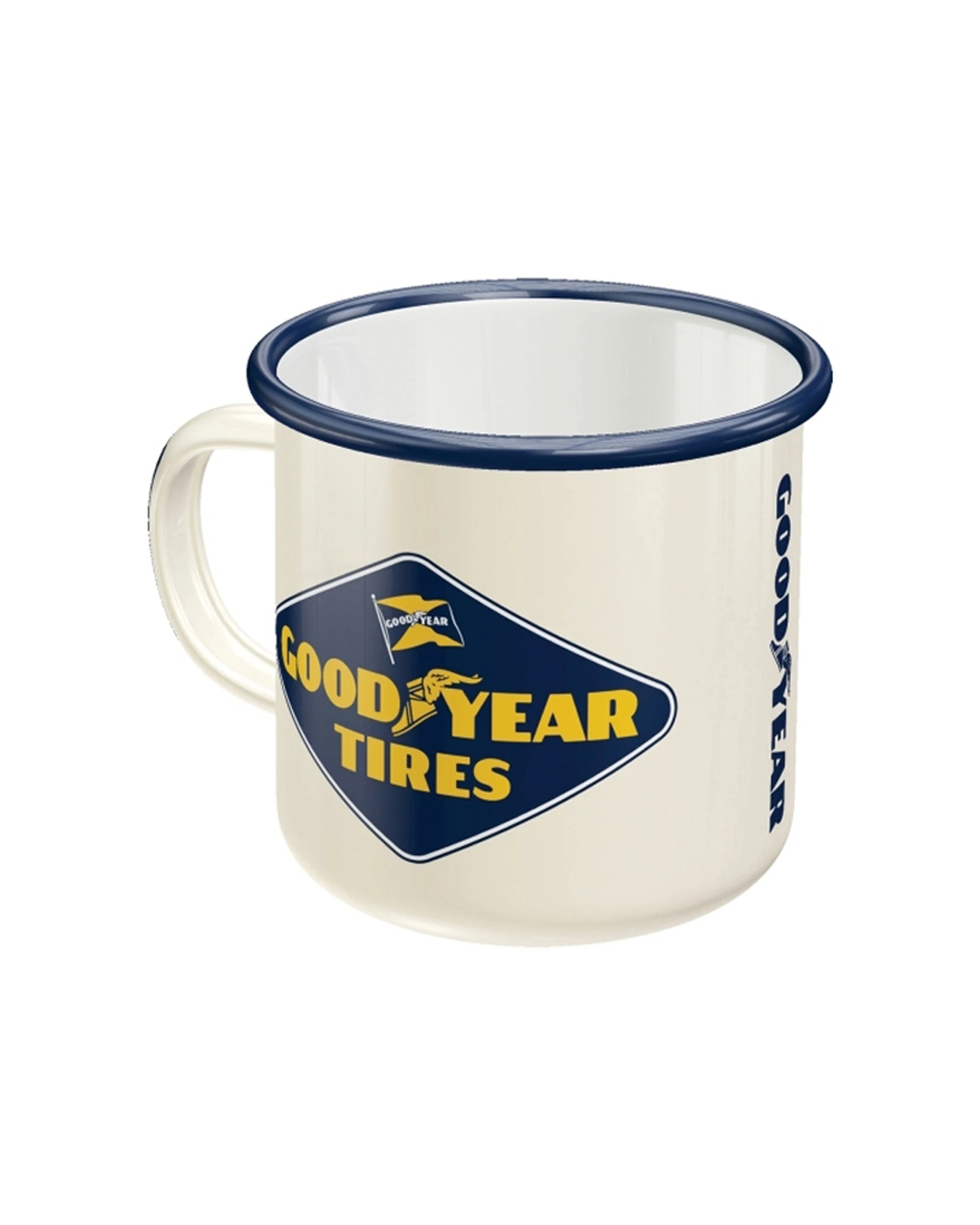 1 Nostalgic-Art Enamel Mug 360ml Mug -  Goodyear Tires Logo - White, 1 of 4