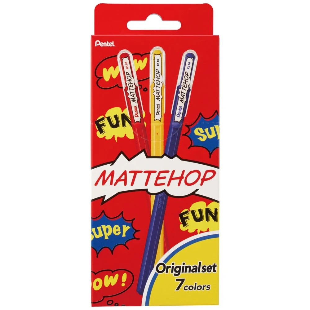 1 Pentel Mattehop Gel Pen Original 7 Pack, 1 of 7