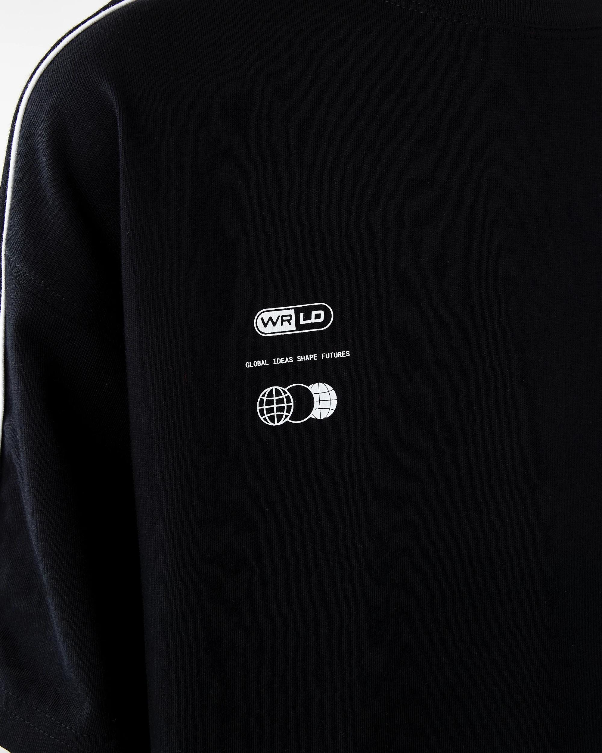 5 Short Sleeve Oversized Piped T-shirt Blk Varsit, 5 of 8