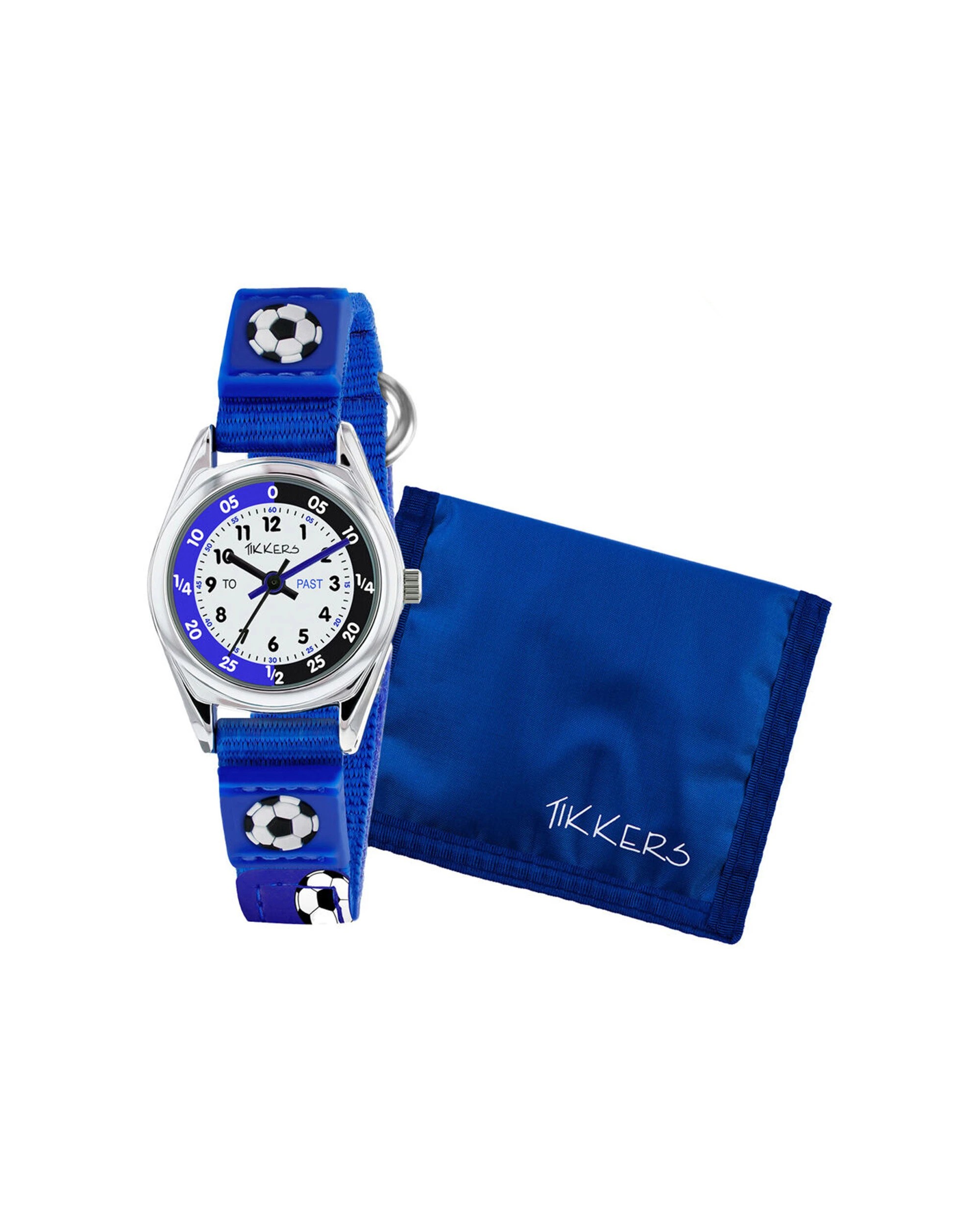 1 Tikkers Football Teacher Watch With Silicone Strap Wallet Set - Blue, 1 of 2