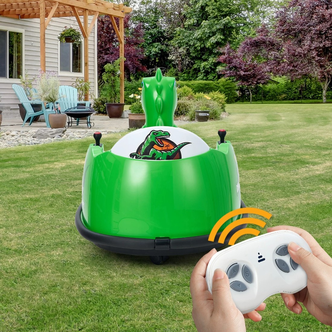 9 Mazam Kids Ride On Car Bumper Electric Cars Toy Remote Control Spray Led Trex
 - Green, 9 of 10