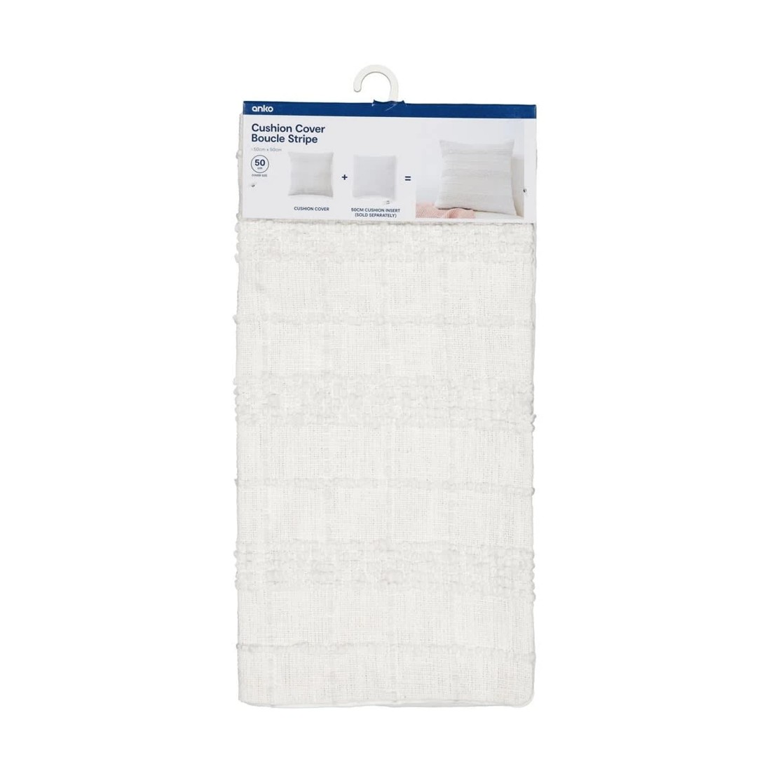 8 50cm Boucle Stripe Cushion Cover - White, 8 of 9