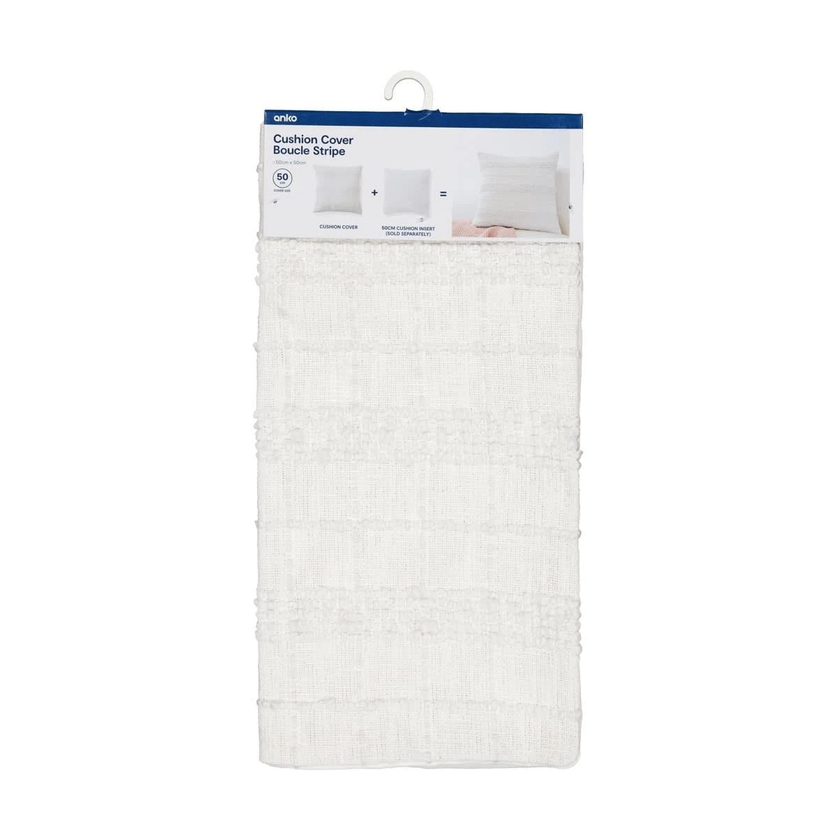 8 50cm Boucle Stripe Cushion Cover - White, 8 of 9