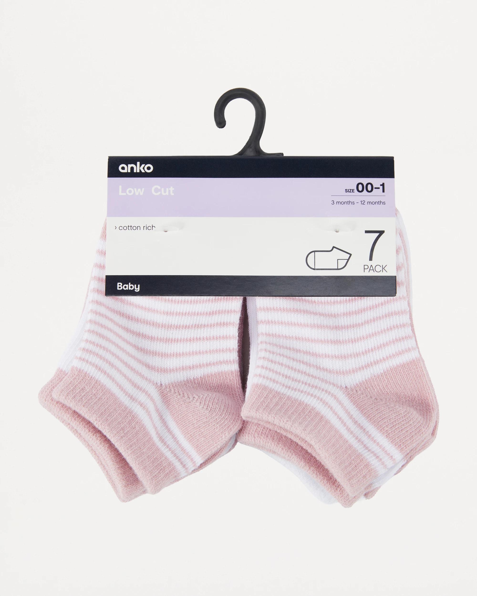 2 7 Pack Low Cut Socks Pnk Mix, 2 of 2