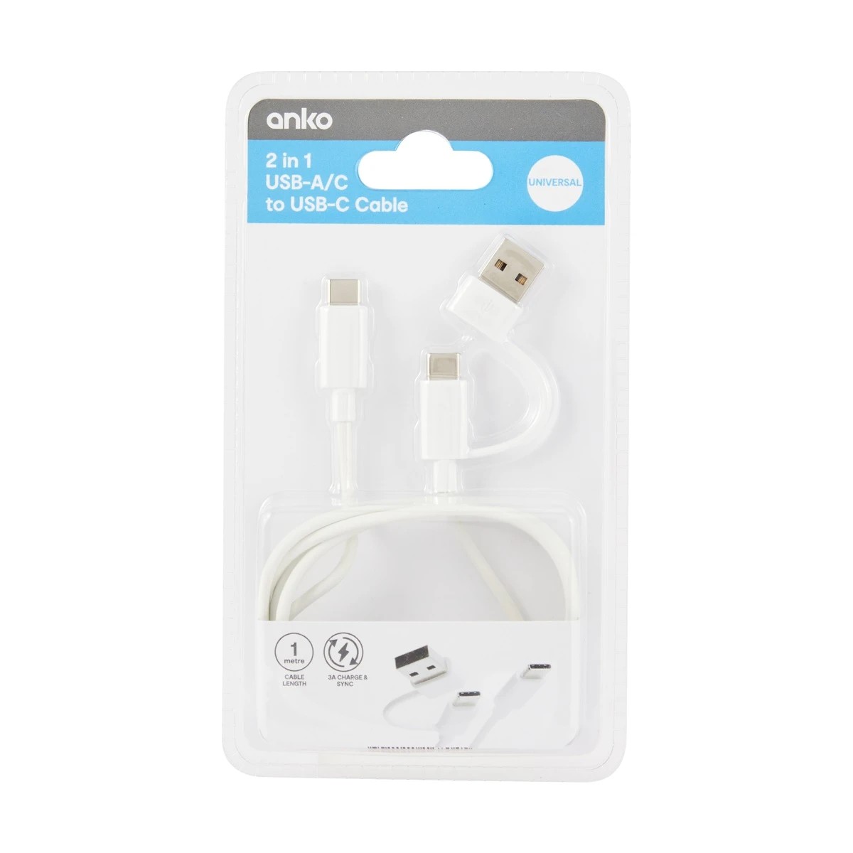 7 2-in-1 USB-A/C to USB-C Cable - White, 7 of 7