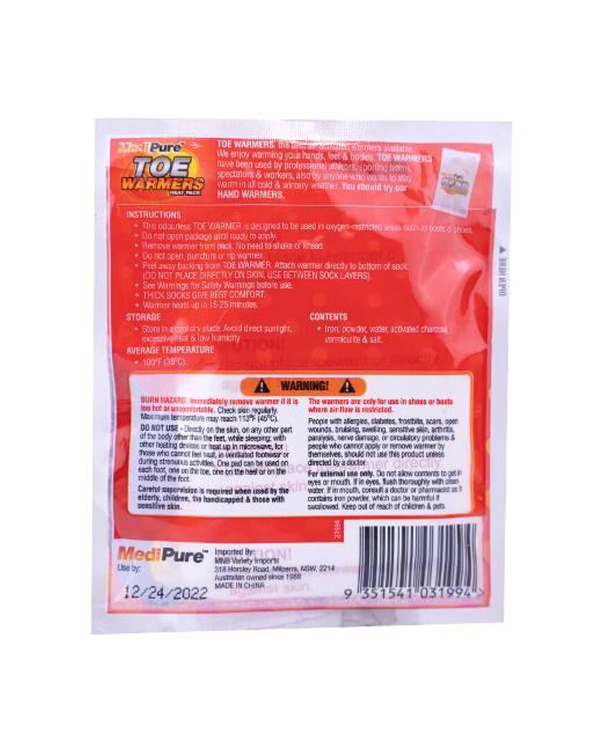 5 Medipure 24x 2pc Ultra Thin Toe Warmers Heat Pack Up To 8hrs Air Activated With Adhesive - Multi, 5 of 6