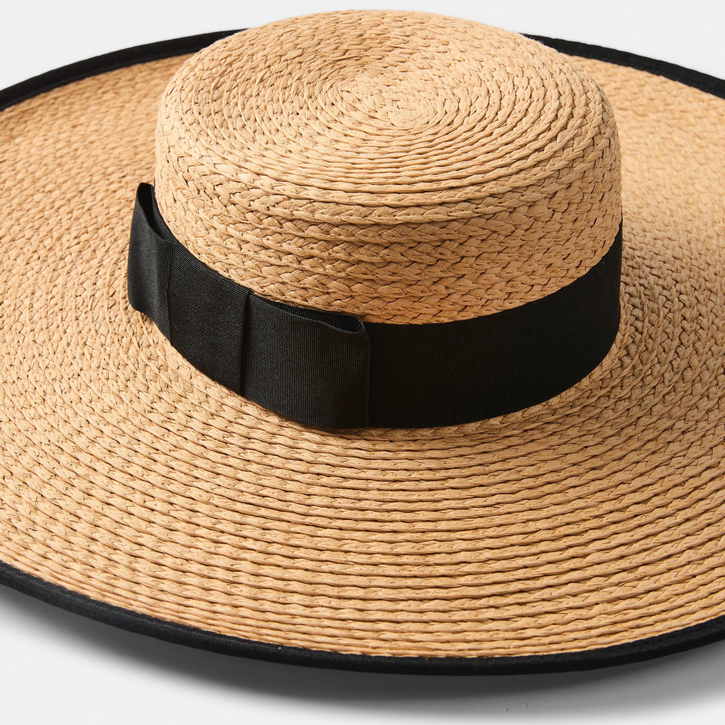 3 Ribbon Trim Wide Brim Hat Natural, 3 of 3