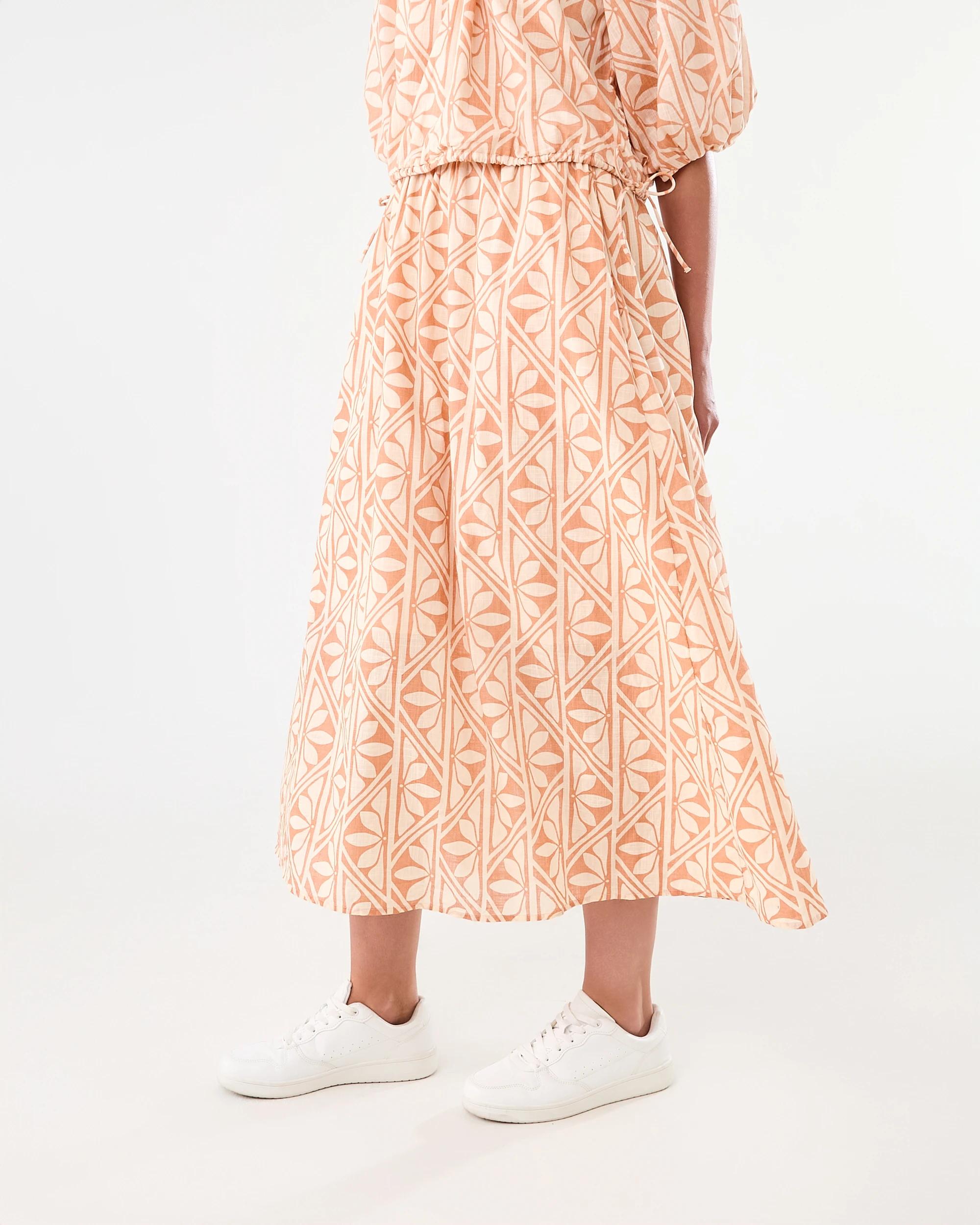 2 Printed A-line Maxi Skirt FLORAL TILE PALE TANGERINE, 2 of 6