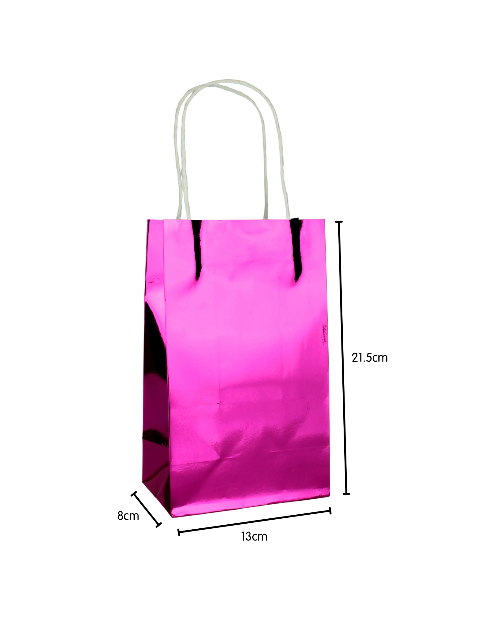 2 Eco Occasions Metallic Hot Pink Paper Gift Bags 21.5cm Pack of 5 - Pink, 2 of 3