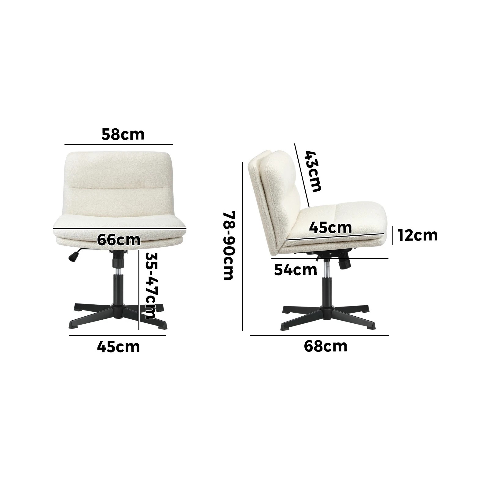 4 Oikiture Armless Office Desk Chair Boucle
 - White, 4 of 10