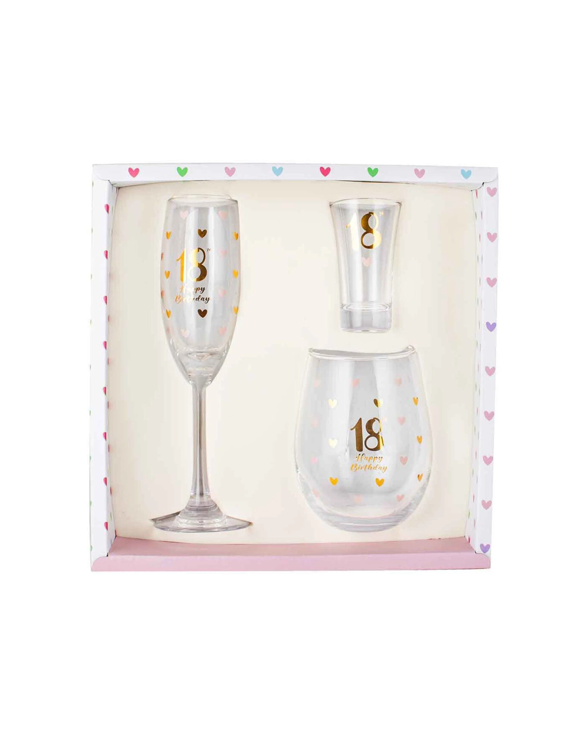2 LMD 3pc 18th Birthday Champagne Glass Stemless Shot Glasses Set - Clear, 2 of 2